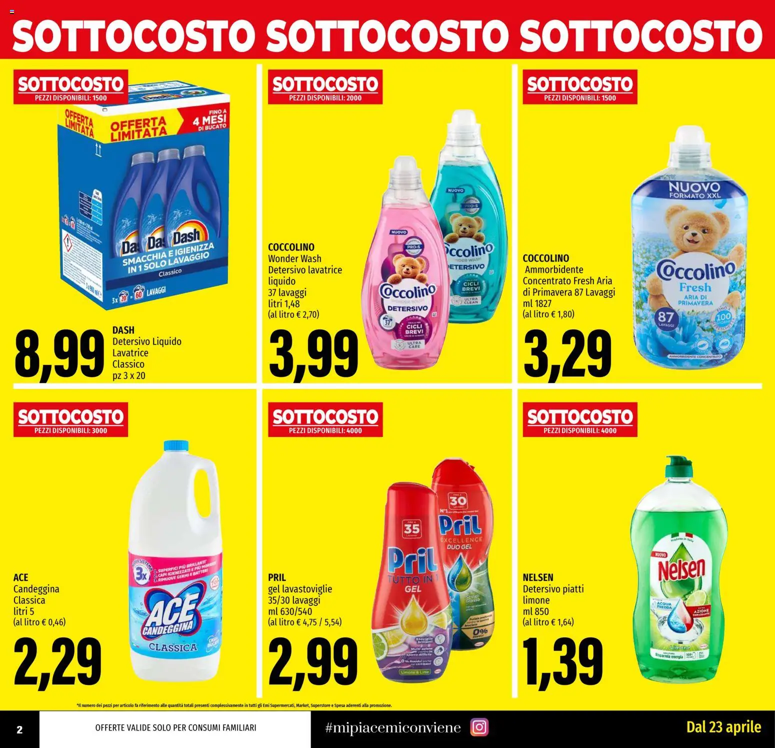 Volantino EMI del 23.04.2026 | Pagina: 2 | Prodotti: Candeggina, Limone, Lime, Lavatrice