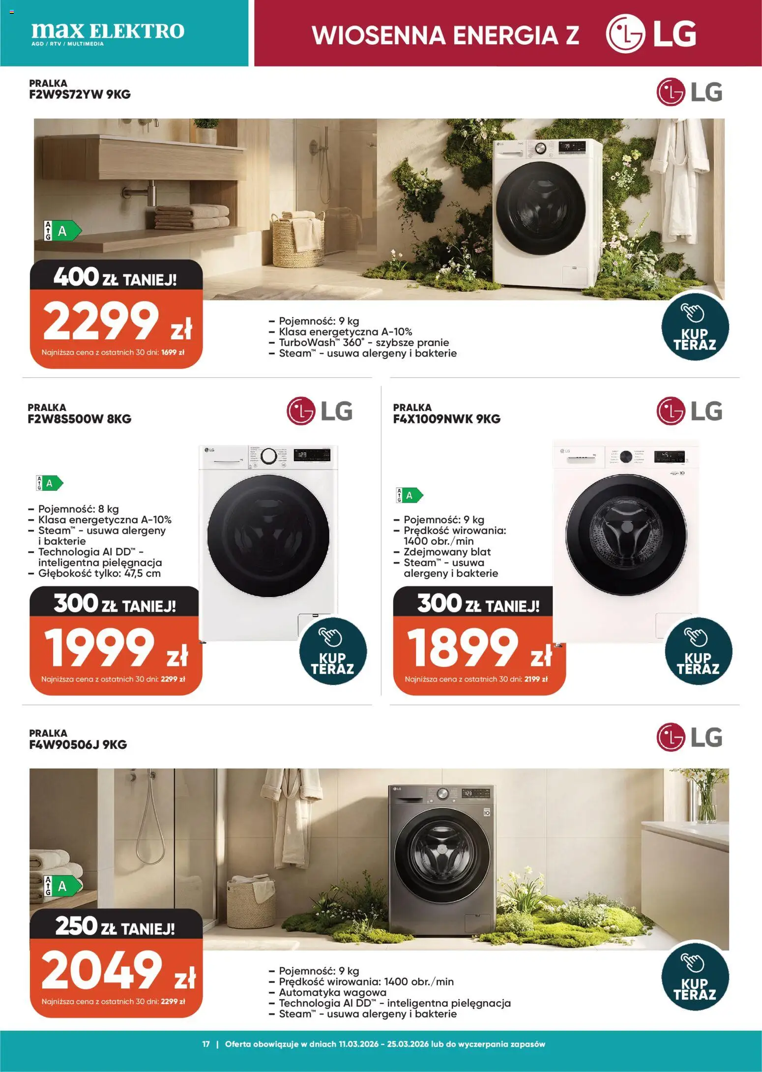 Max elektro gazetka od 11.03.2026 | Strona: 17 | Produkty: Pralka