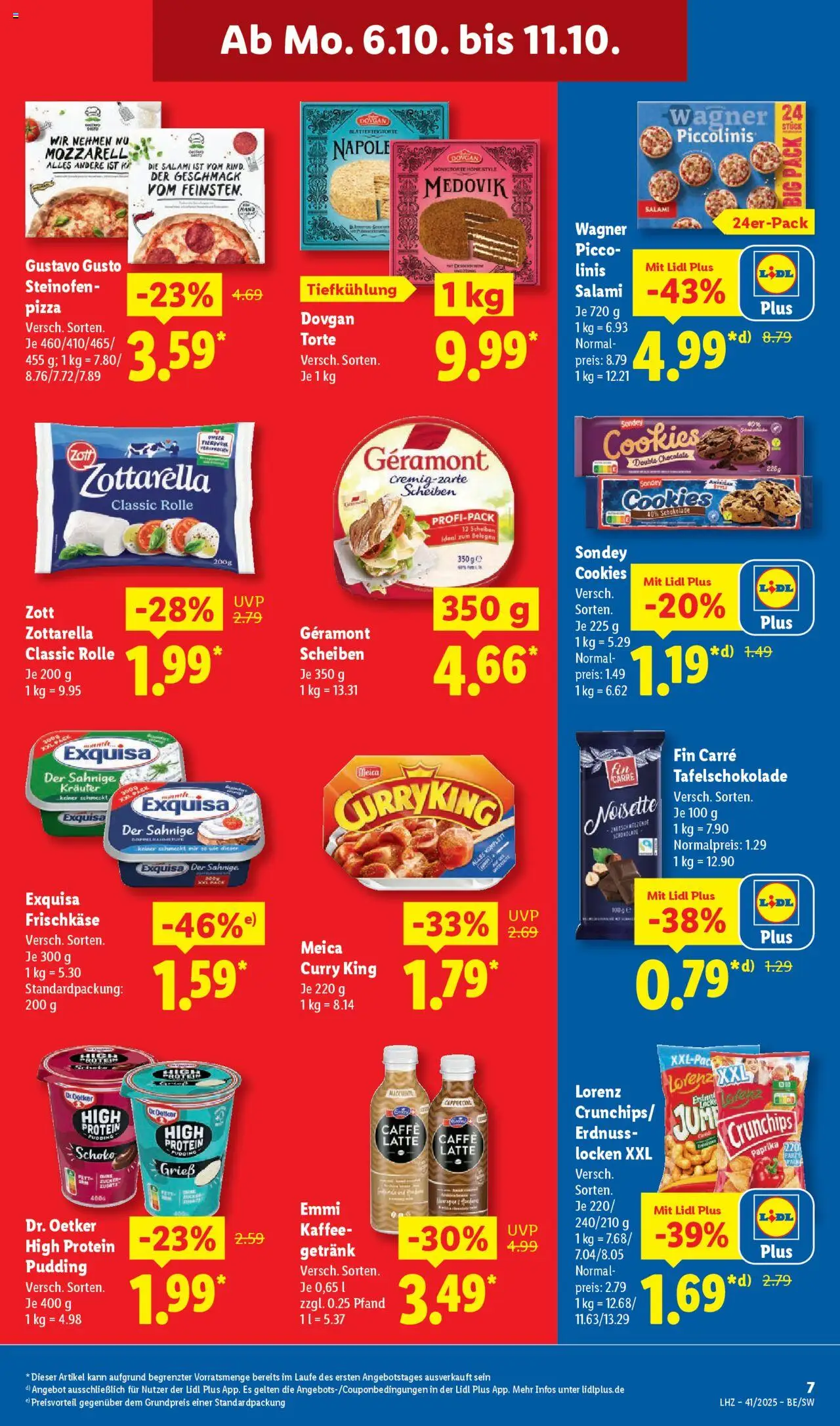 Lidl Prospekt Zossen – gültig ab 06.10.2025 | Seite: 17 | Produkte: Meica, Exquisa, Piccolinis, Pizza