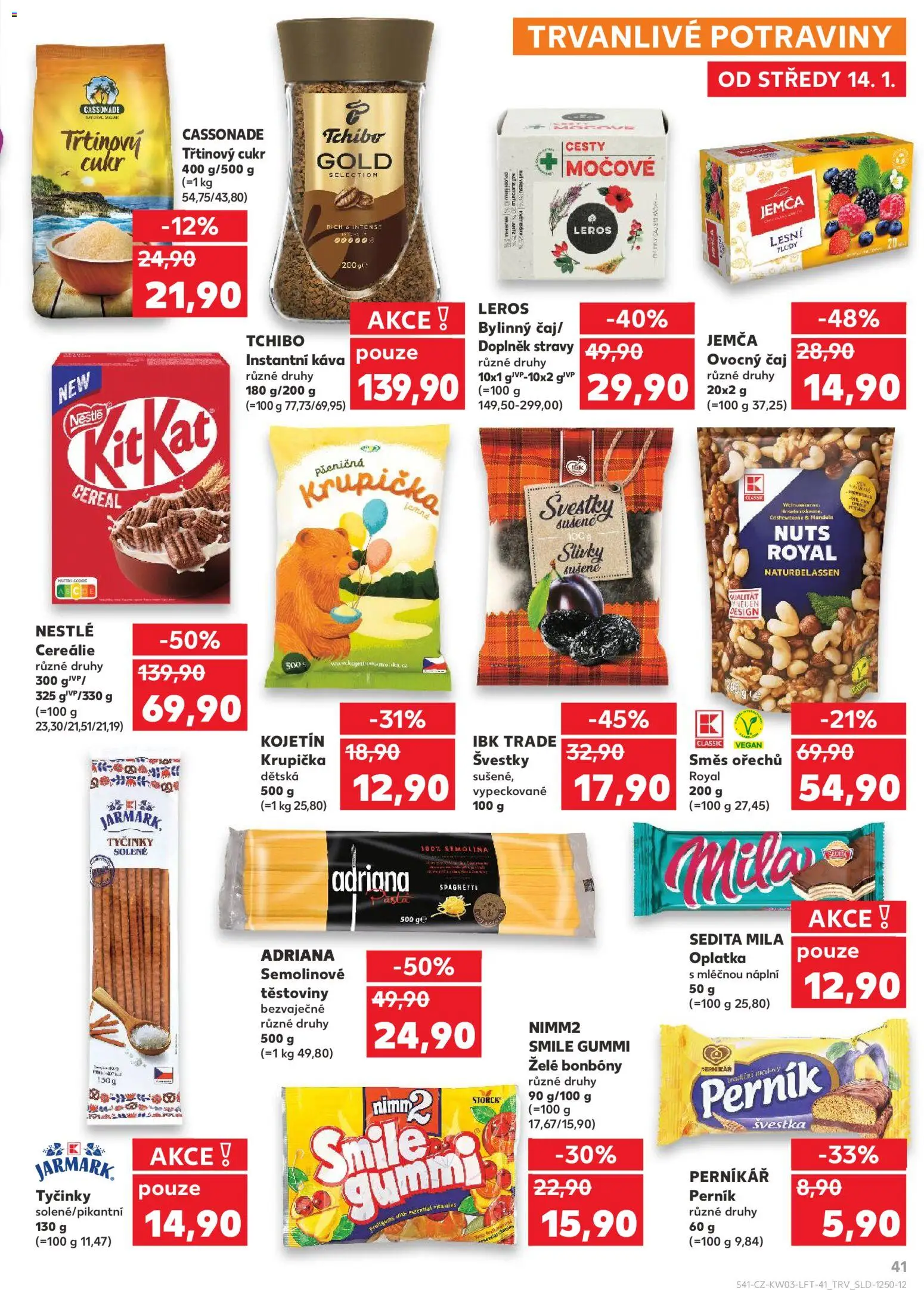 Kaufland leták od 14.01.2026 | Strana: 41 | Produkty: Káva, Tchibo, Cukr, Semolinové těstoviny