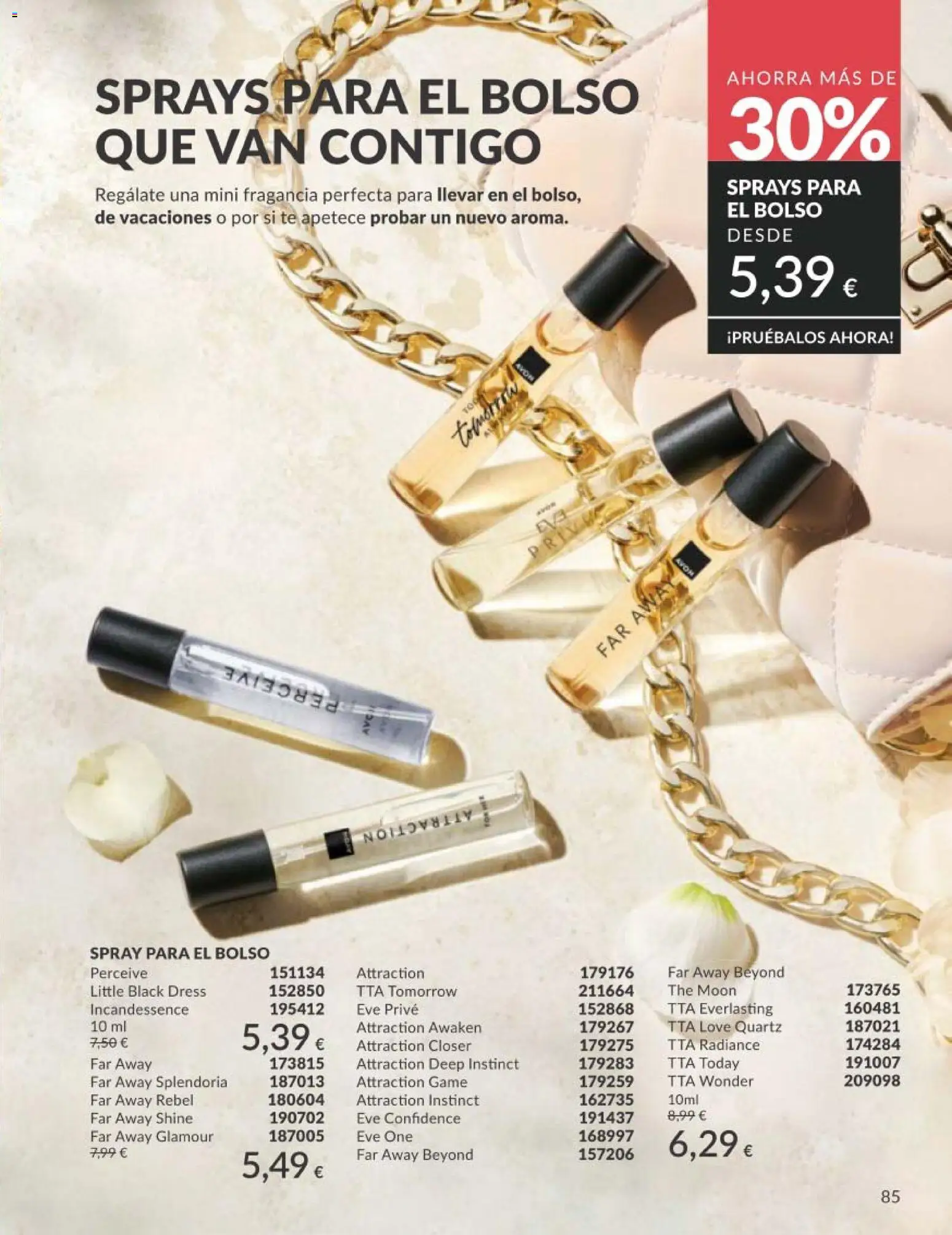 Catálogo AVON campaña 5 │ válido desde el 01.05.2026 | Página: 85 | Productos: Fragancia, Bolso, Té