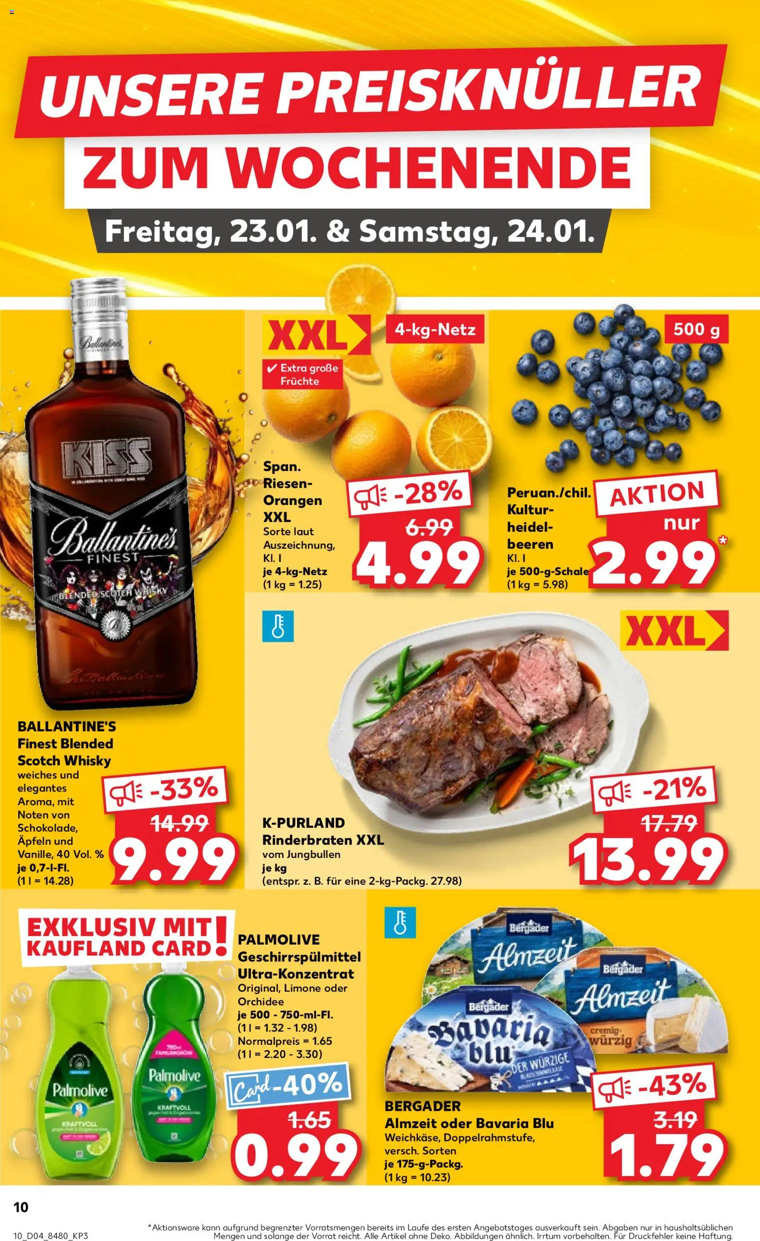 Kaufland Prospekt 	 – gültig ab 22.01.2026 | Seite: 10 | Produkte: Rinderbraten, Whisky, Orchidee, Geschirrspülmittel