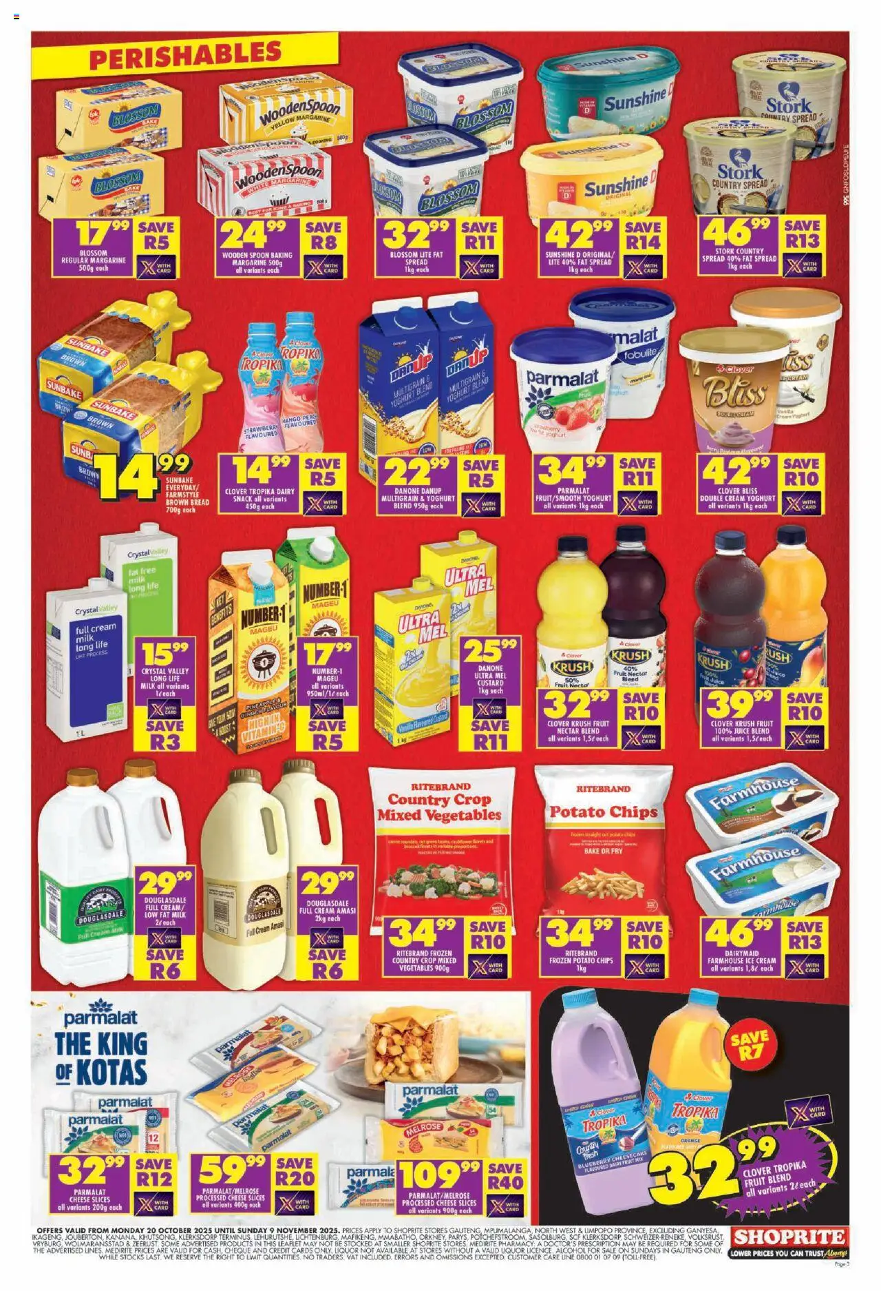 New Shoprite catalogue – valid from 20.10.2025 | Page: 3 | Products: Yoghurt, Pó talco, Fat spread, Peach