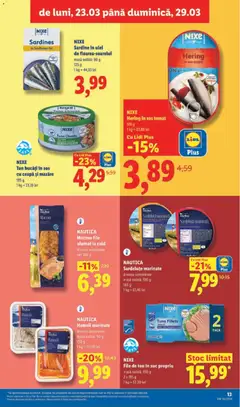 Ofertele Lidl valabile de la 23.03.2026 | Pagină: 13 | Produse: Mazăre, Chaussures de ski, Ulei, Ceapă
