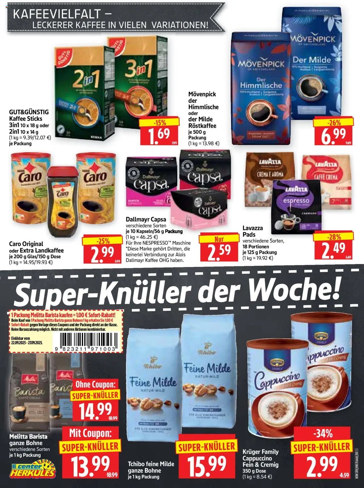 HERKULES Prospekt 	 – gültig ab 22.09.2025 | Seite: 10 | Produkte: Lavazza, Kaffee, Dallmayr, Dallmayr capsa