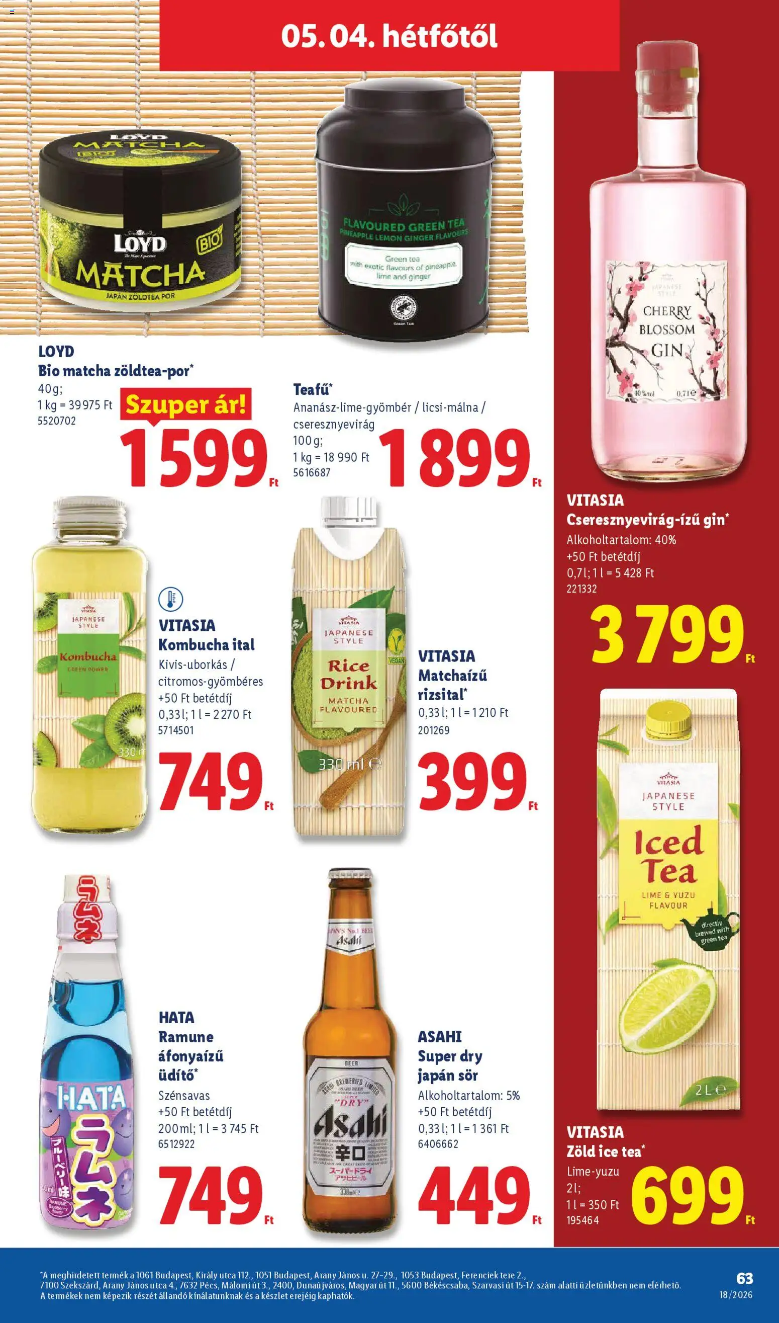Lidl akciós ujság - amely érvényes a következő dátumtól: 30.04.2026 | Oldal: 63 | Termékek: Sör, Tea, Gin, Vegán