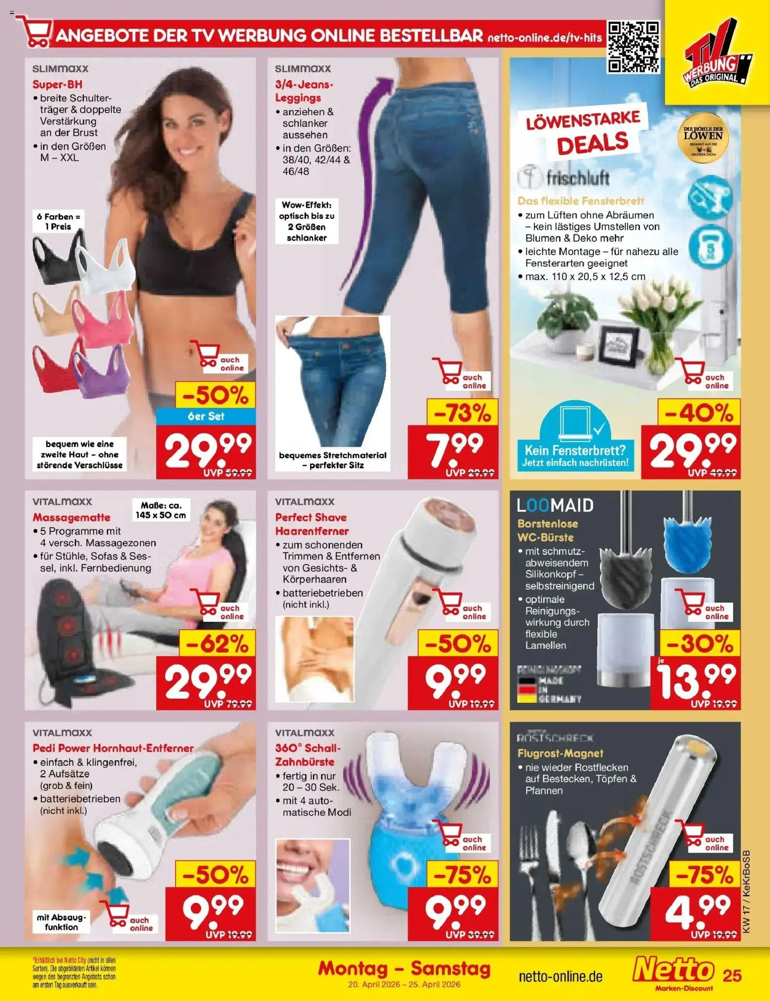 Netto Marken-Discount Prospekt Jüchen	 – gültig ab 20.04.2026 | Seite: 35 | Produkte: Blumen, Zahnbürste, Leggings, TV