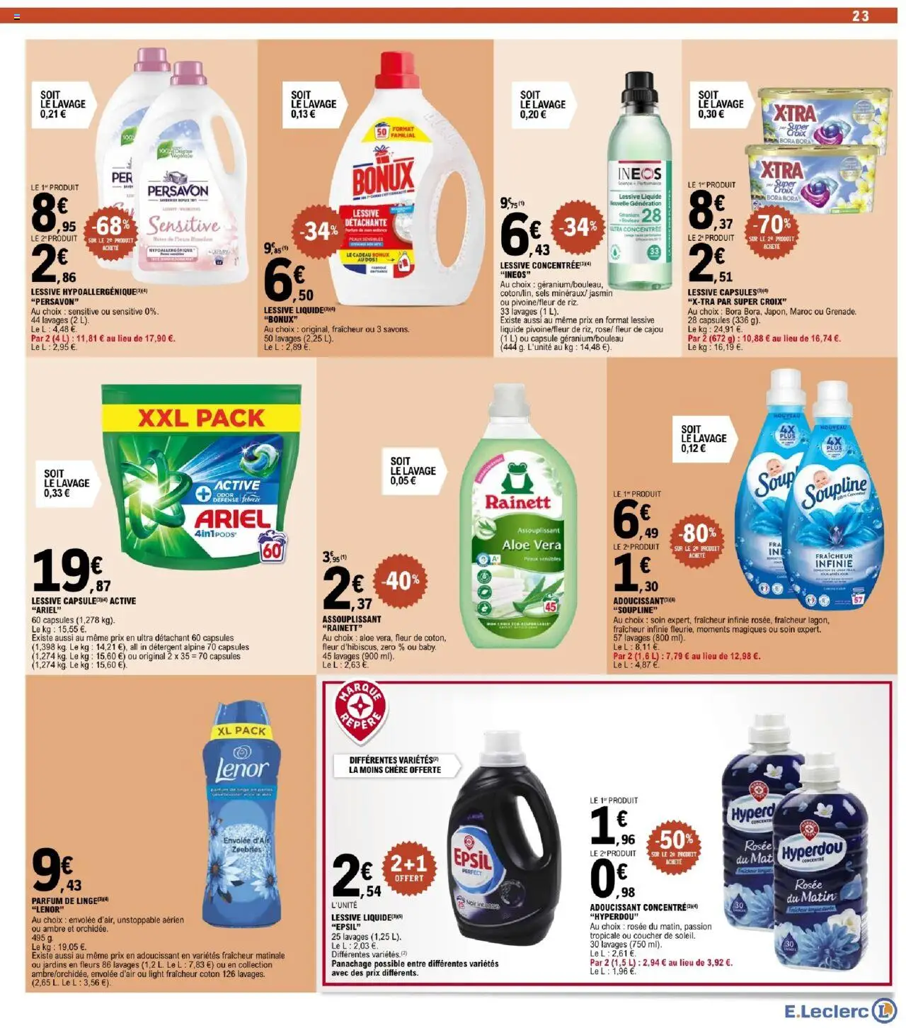  | Page: 23 | Produits: Adoucissant, Détachant, Détergent, Lessive