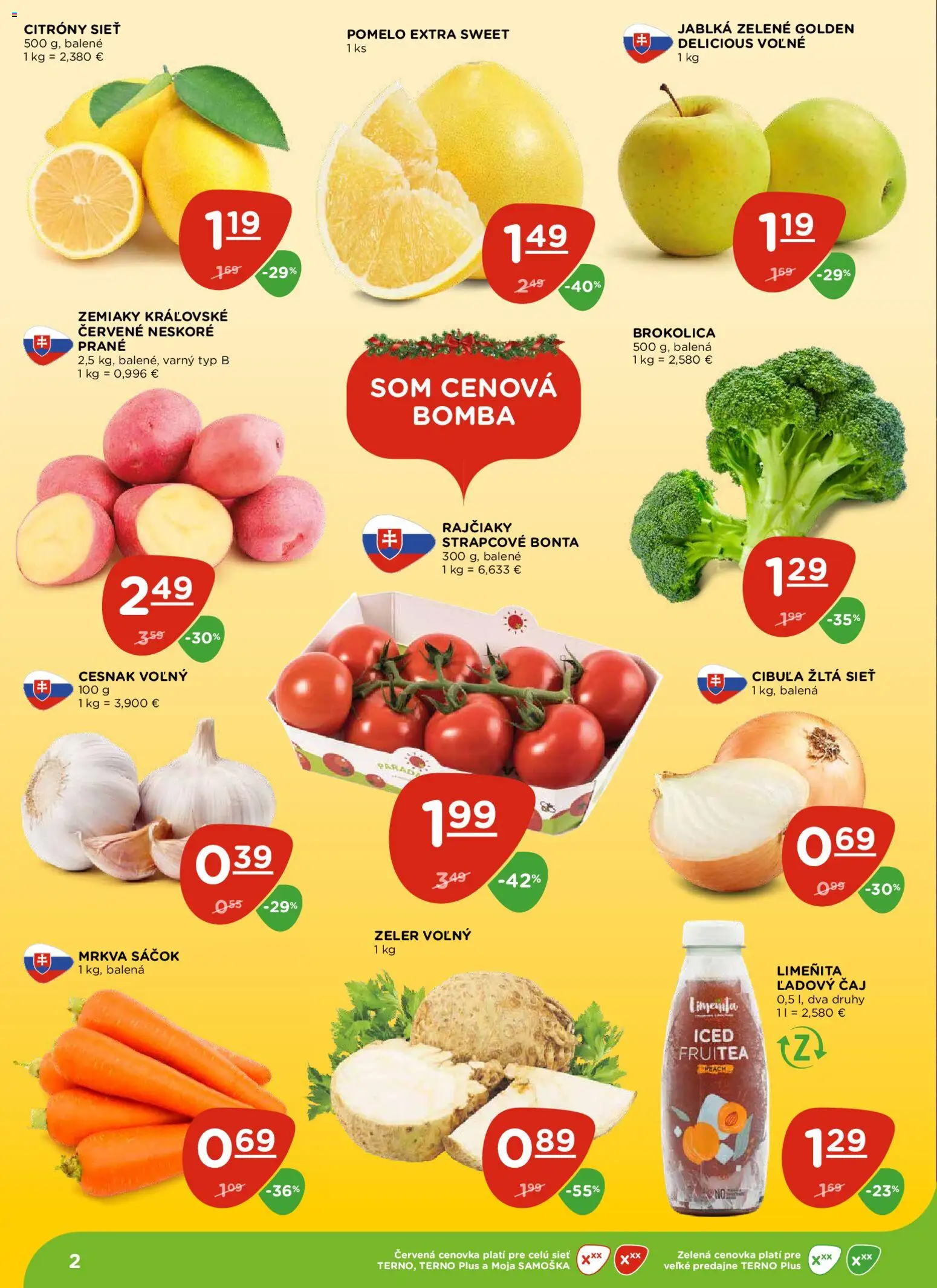 Nové Terno akcie – leták je platný od 11.12.2025 | Strana: 2 | Produkty: Čaj, Citróny, Zemiaky, Cibuľa