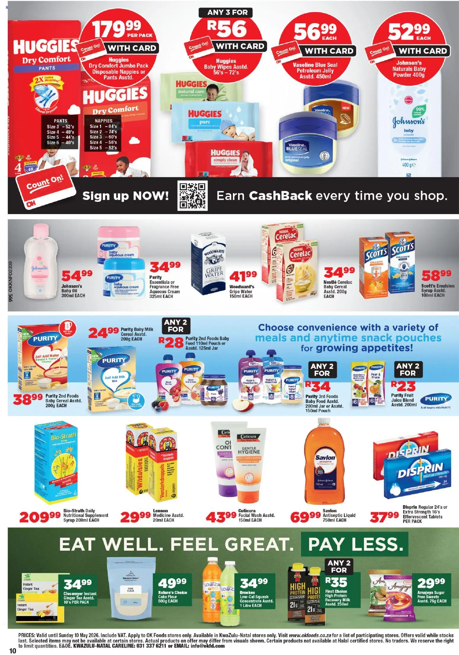 New OK Foods catalogue – valid from 24.04.2026 | Page: 10 | Products: Flour, Baby food, Petroleum jelly, Nappies