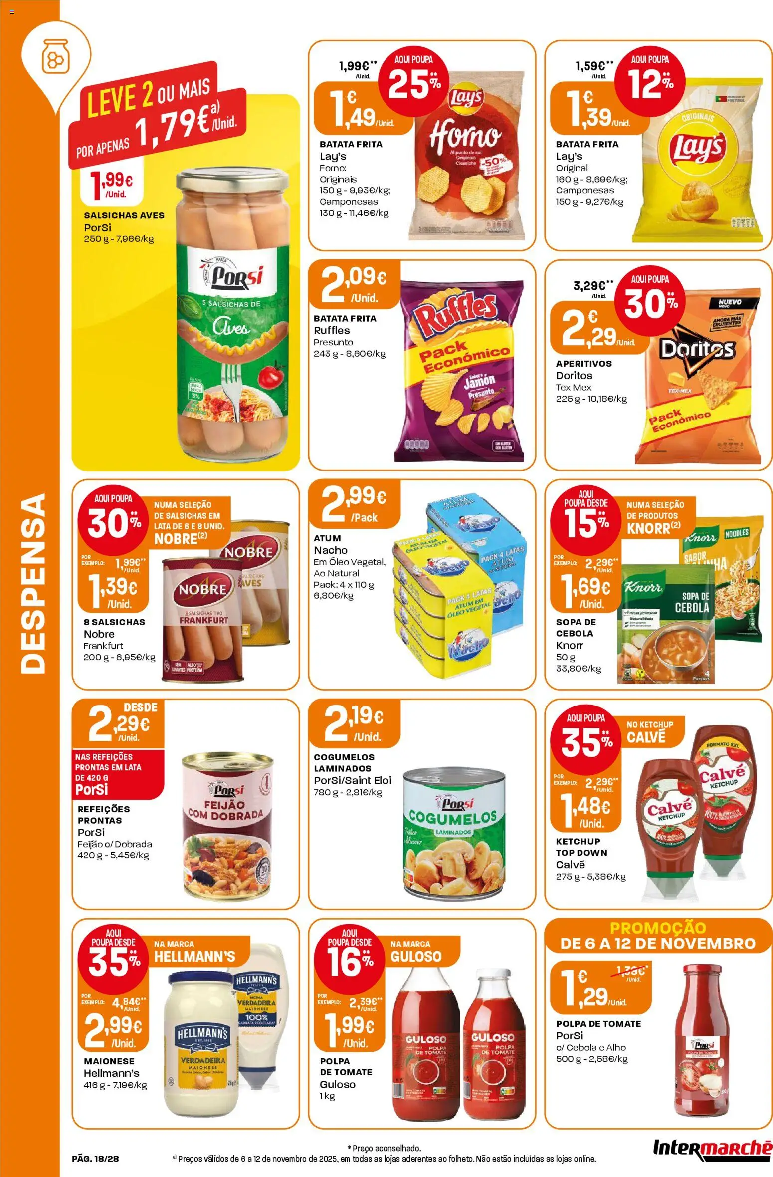 Intermarché Folheto Contact │ válido de 06.11.2025 | Página: 18 | Produtos: Batata frita, Cebola, Sopa, Tomate