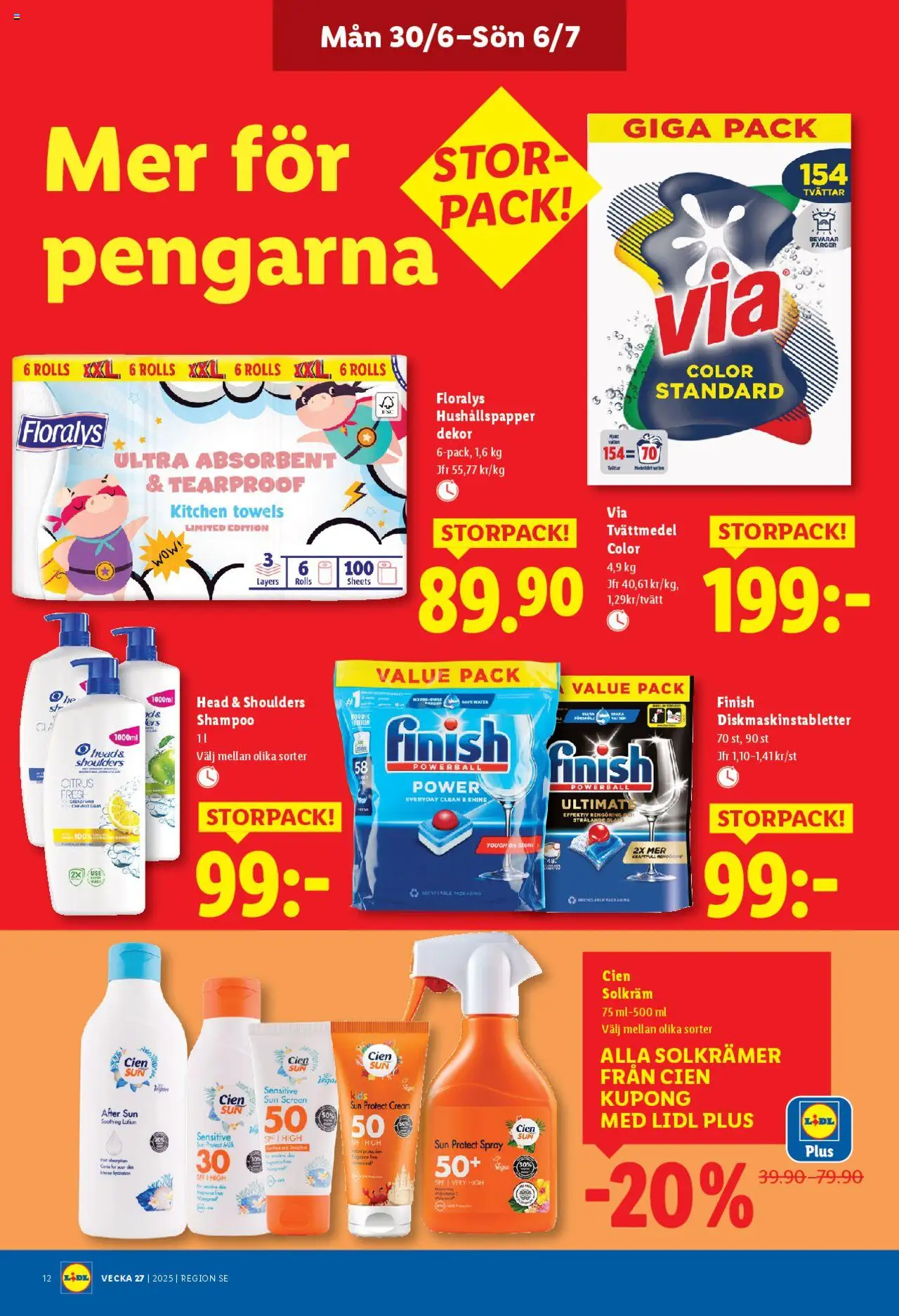 Lidl reklamblad aktuell från 30.06.2025 | Sida: 15 | Produkter: Solkräm, Tvättmedel, Hushållspapper, After sun
