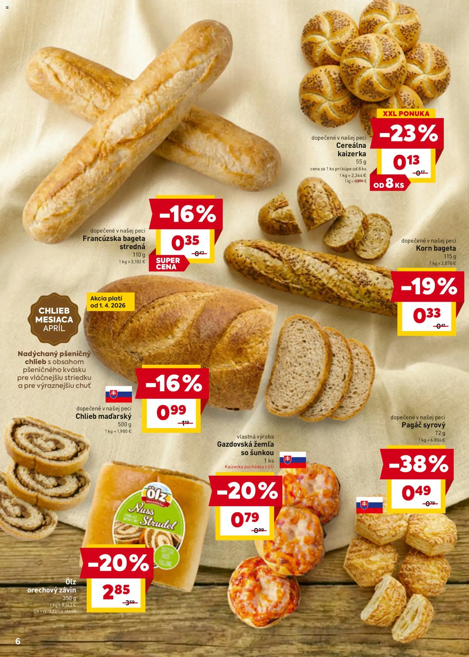 Nové Billa akcie – leták je platný od 30.03.2026 | Strana: 8 | Produkty: Chlieb, Závin