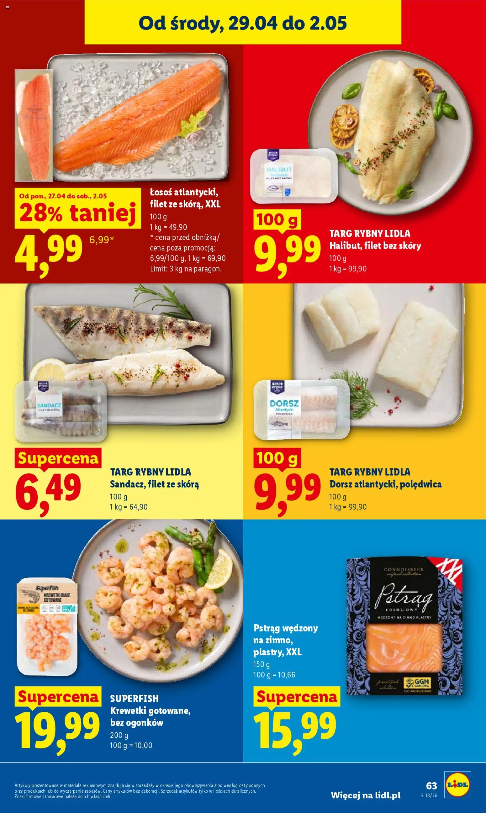 Lidl Polsko leták od 29.04.2026 | Strana: 63 | Produkty: Losos, Halibut, Filet