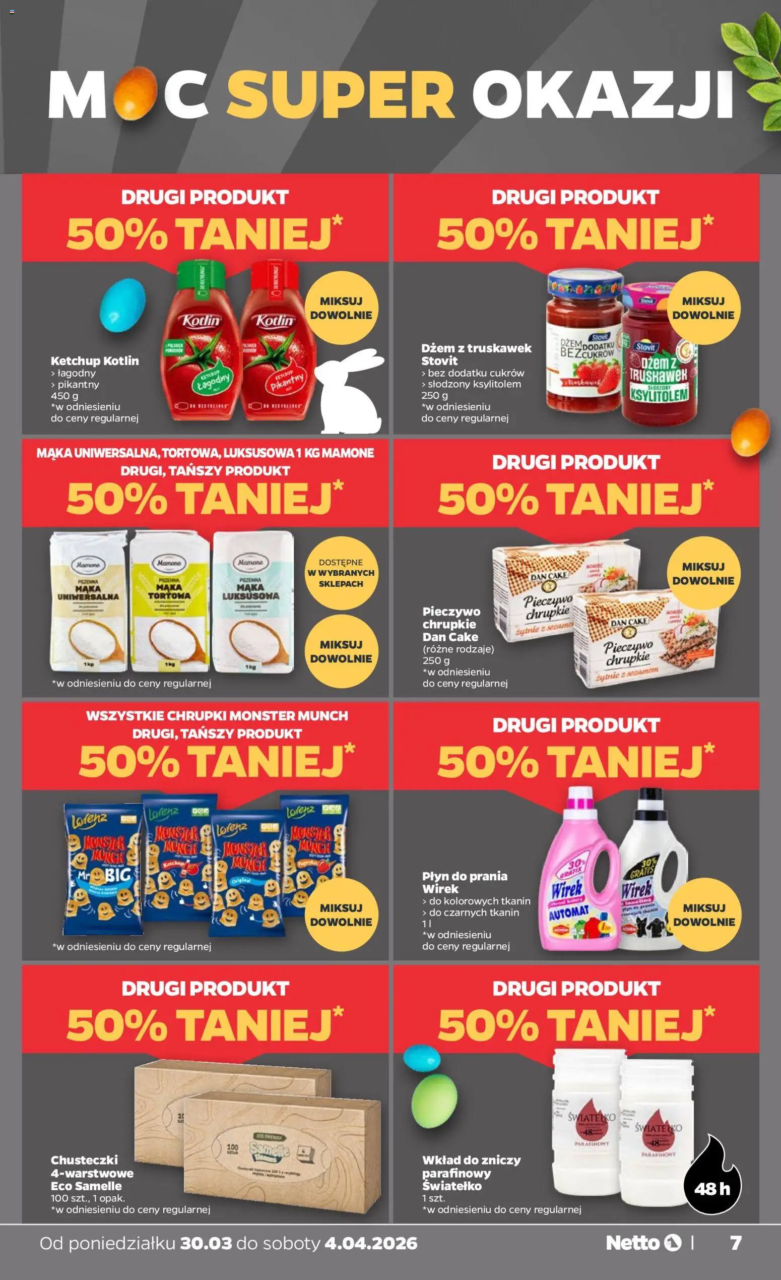 Netto gazetka od poniedziałku spożywcza od 30.03.2026 | Strona: 7 | Produkty: Pieczywo, Ketchup, Pieczywo chrupkie, Chrupki