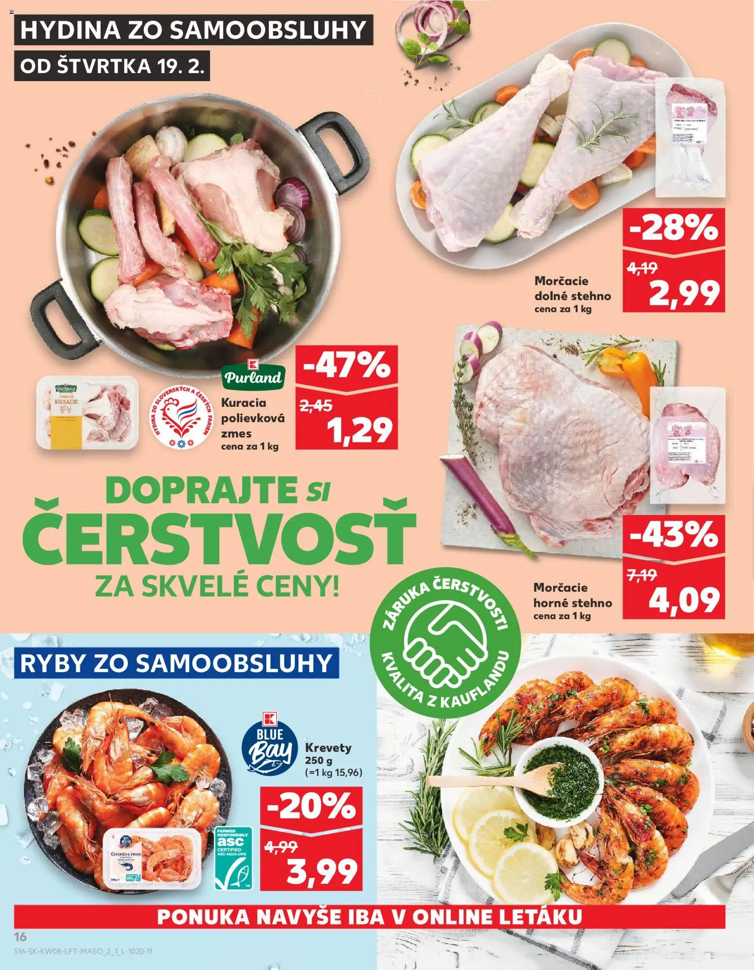 Nové Kaufland akcie – leták je platný od 19.02.2026 | Strana: 16 | Produkty: Krevety, Ryby