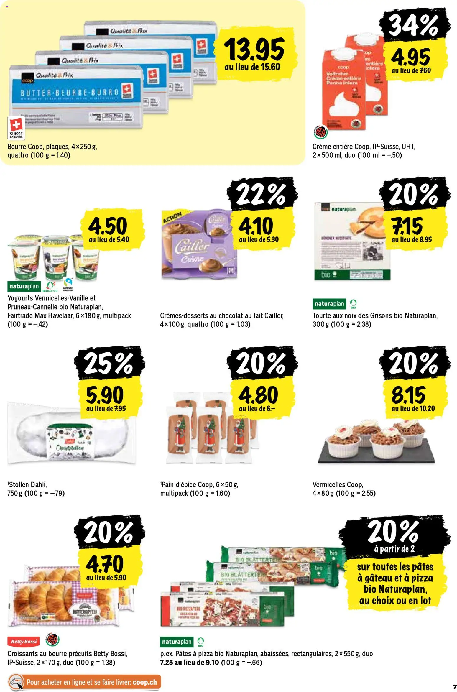Coop - Les actions de la semaine – gültig ab 27.11.2025 | Seite: 7 | Produkte: Butter, Pizza, Creme