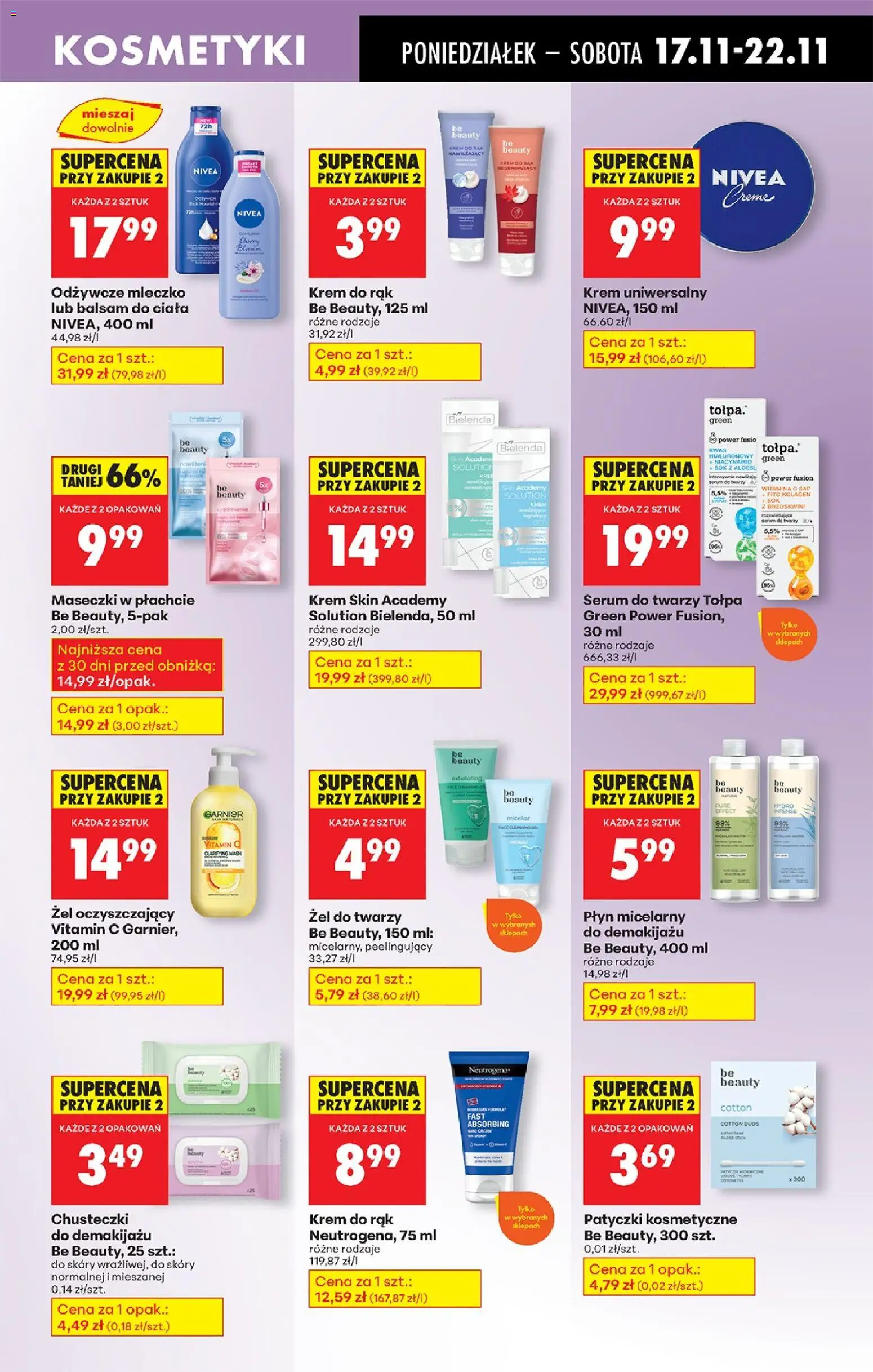 Biedronka gazetka od 17.11.2025 | Strona: 71 | Produkty: Kosmetyki, Maseczki, Be beauty, Krem do rąk