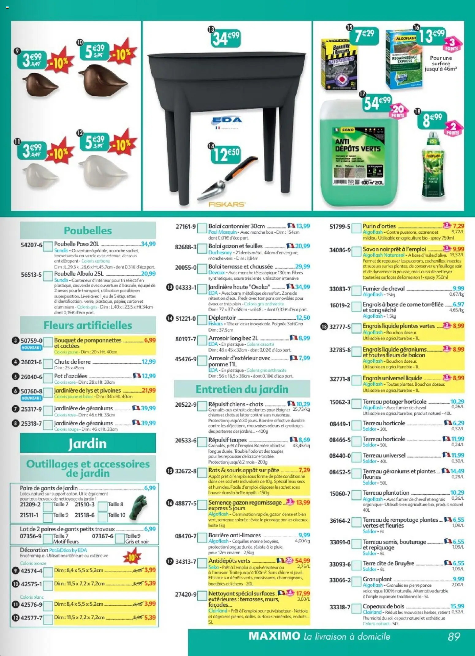 {H1} | Page: 89 | Produits: Poubelle, Pomme, Livre, Gants