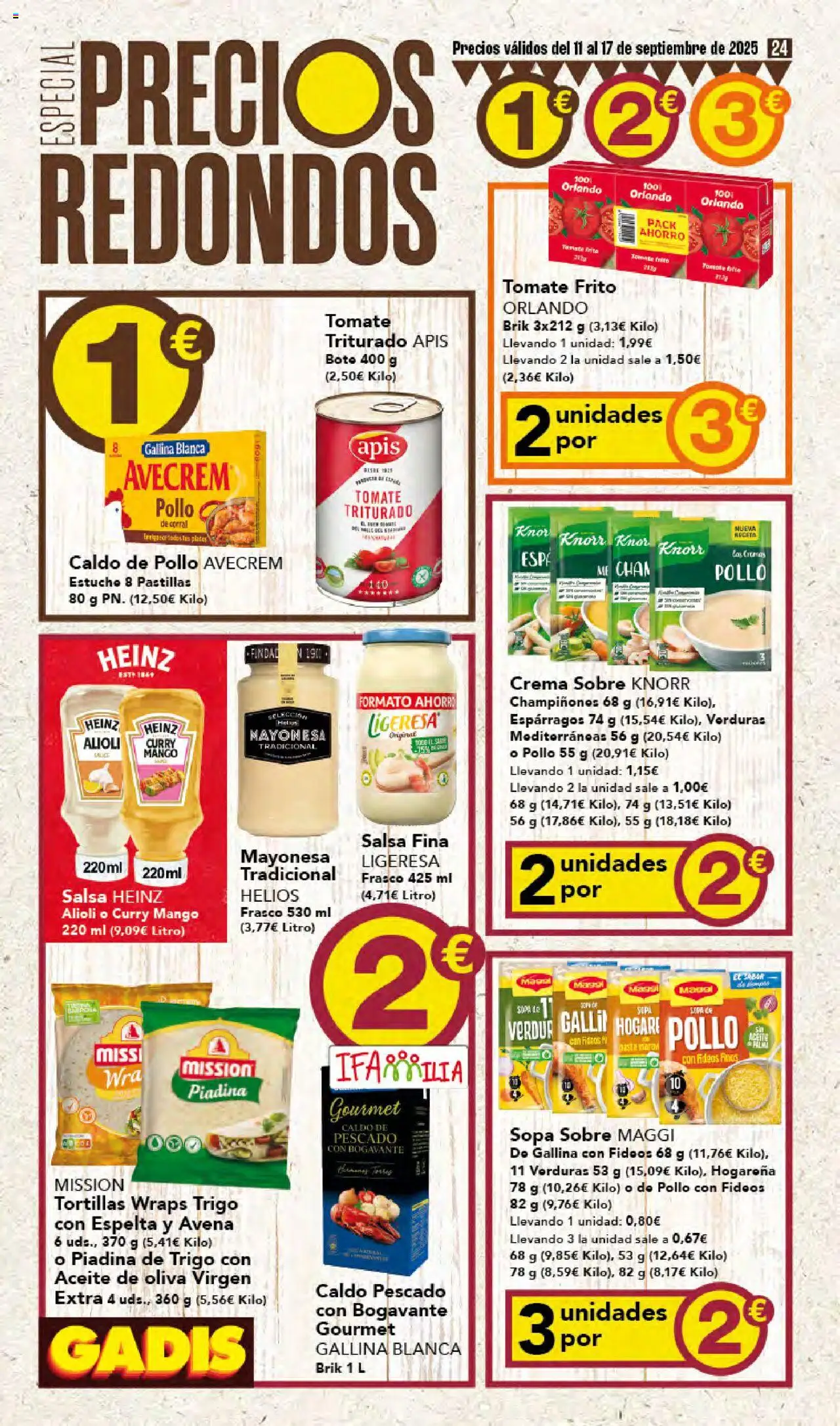 Gadis folleto │ válido desde el 11.09.2025 | Página: 24 | Productos: Fideos, Νερό καρύδας, Aceite de oliva, Tomate triturado