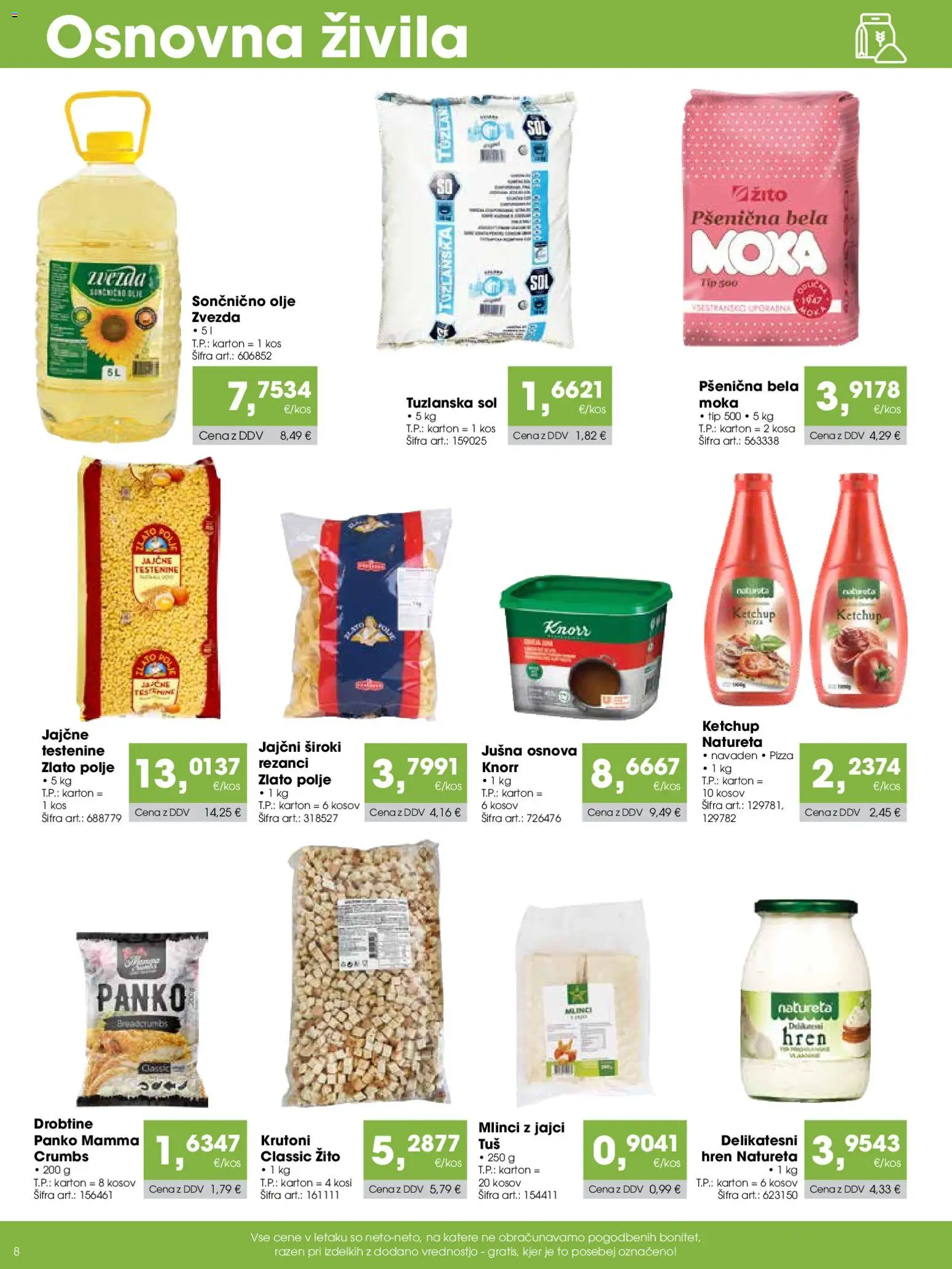 Novi Tuš katalog ponudbe – veljaven od 07.11.2025 | Stran: 8 | Izdelki: Rezanci, Kos, Olje, Testenine