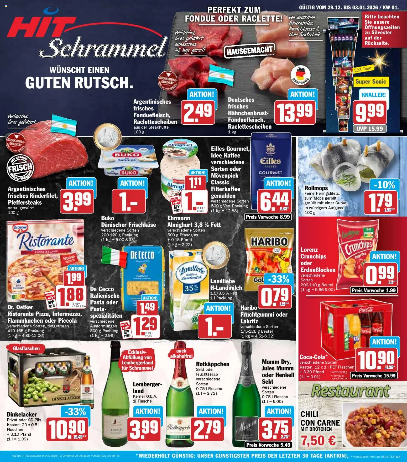 HIT Baden-Württemberg – gültig ab 29.12.2025 | Seite: 1 | Produkte: Cola, Rotkäppchen, Fondue, Hahnchenbrust