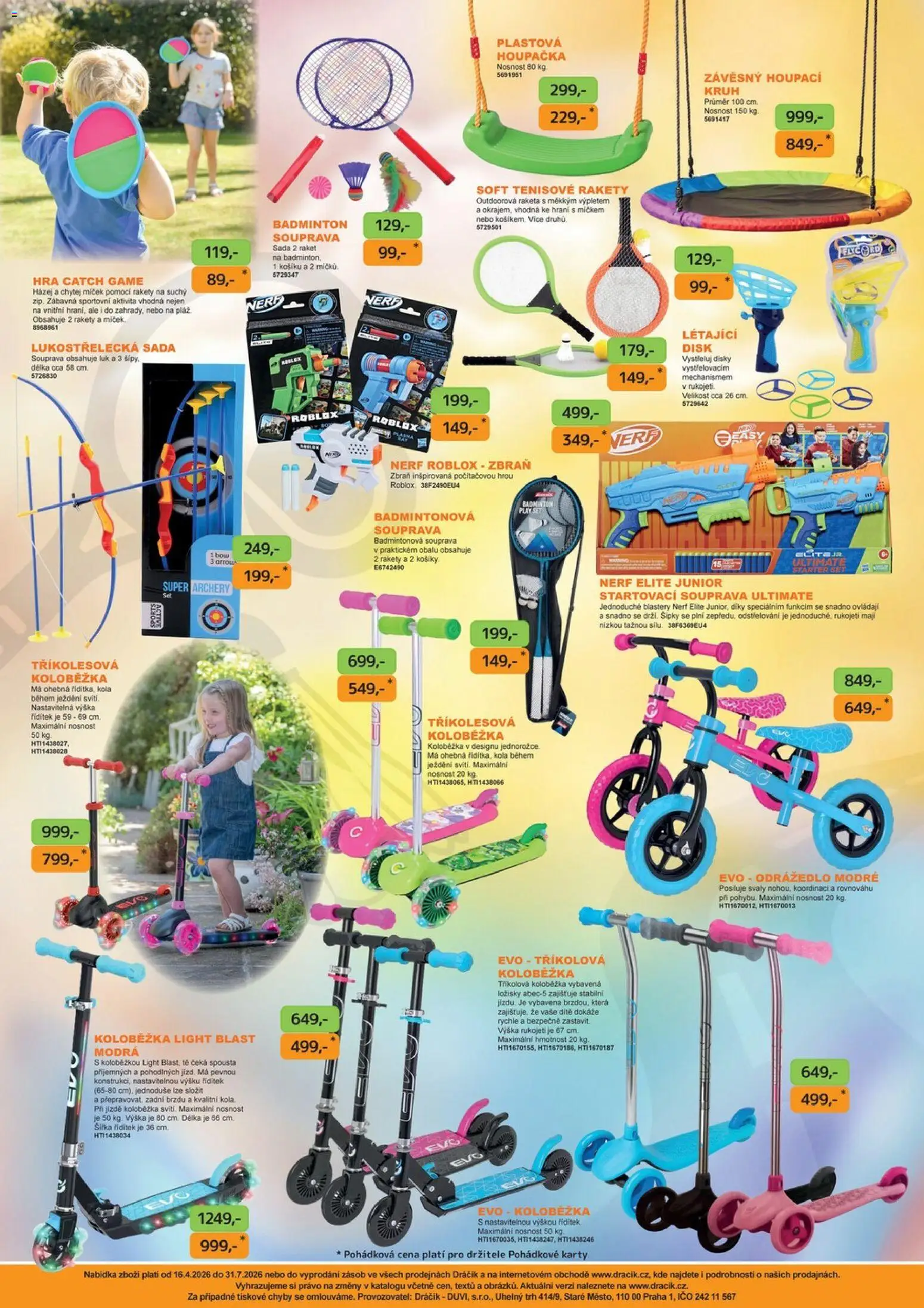 Dráčik leták od 16.04.2026 | Strana: 24 | Produkty: Koloběžka, Nerf, Hra, Karty