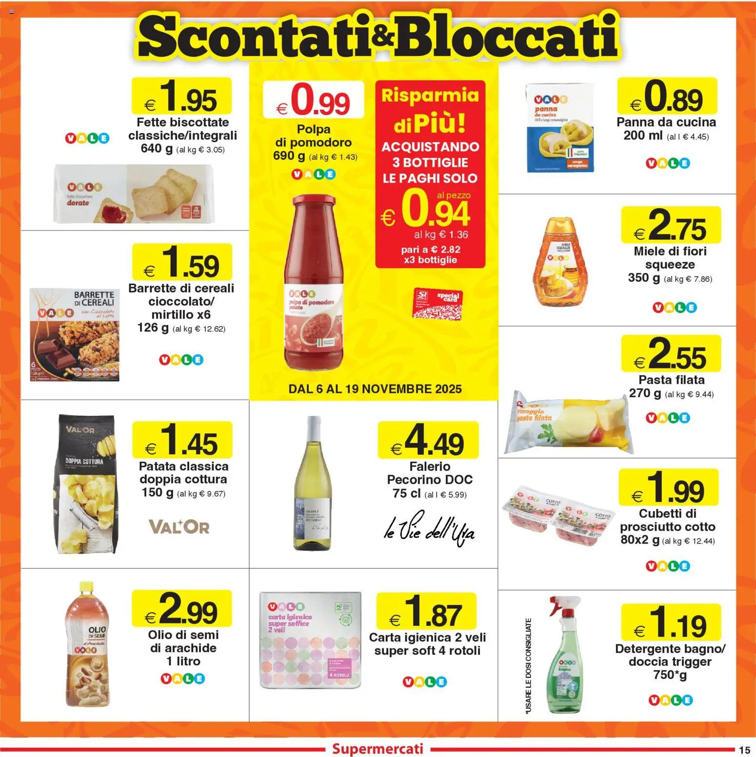 Volantino Sì con Te del 06.11.2025 | Pagina: 15 | Prodotti: Cereali, Pomodoro, Pasta, Doccia