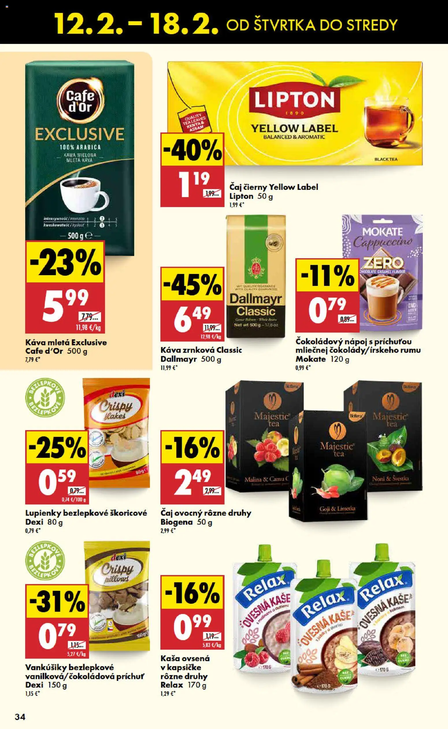 Nové Biedronka akcie – leták je platný od 12.02.2026 | Strana: 34 | Produkty: Káva, Čaj