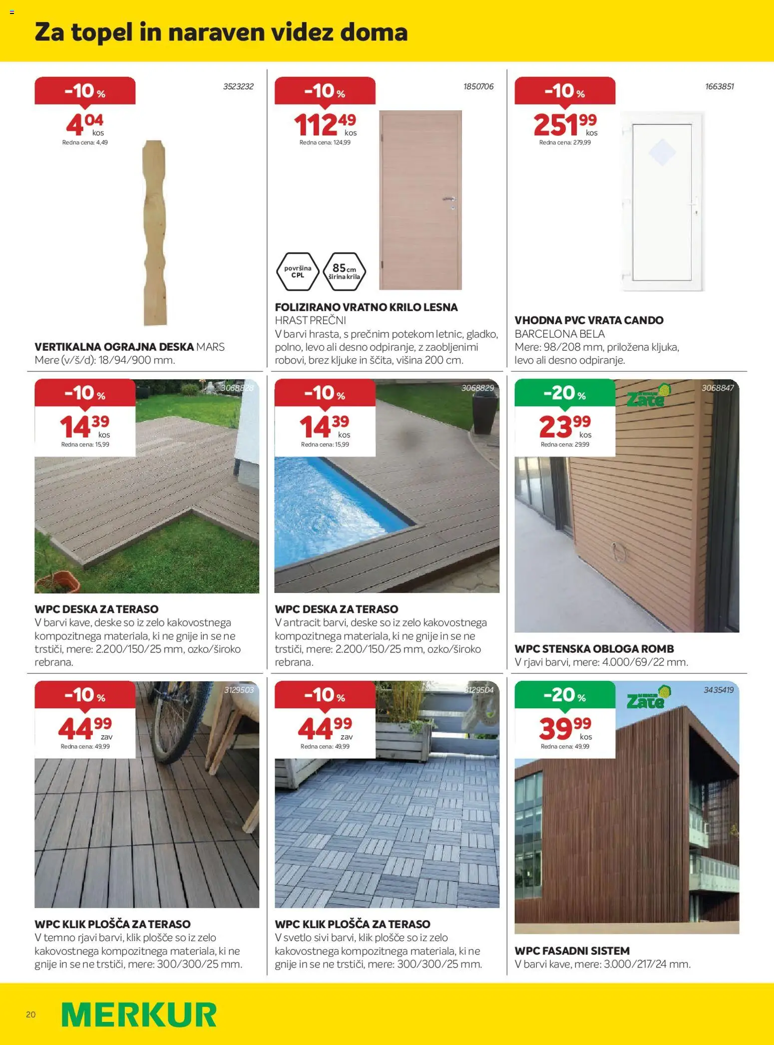 Novi Merkur katalog ponudbe – veljaven od 01.04.2026 | Stran: 20 | Izdelki: Vratno krilo, PVC vrata, Krilo, Vrata
