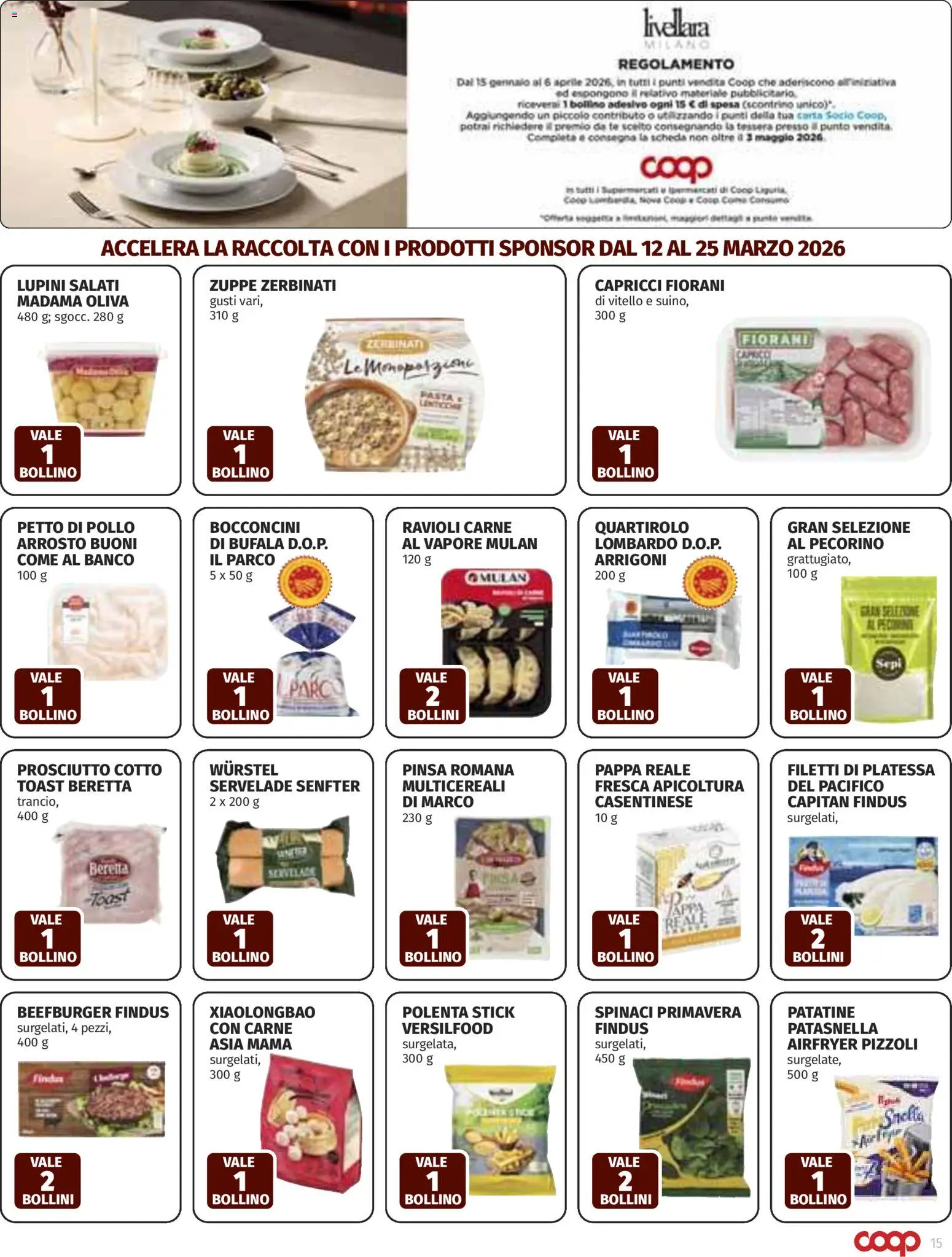 Volantino COOP del 12.03.2026 | Pagina: 15 | Prodotti: Prosciutto Cotto, Tè, Pasta, Wurstel