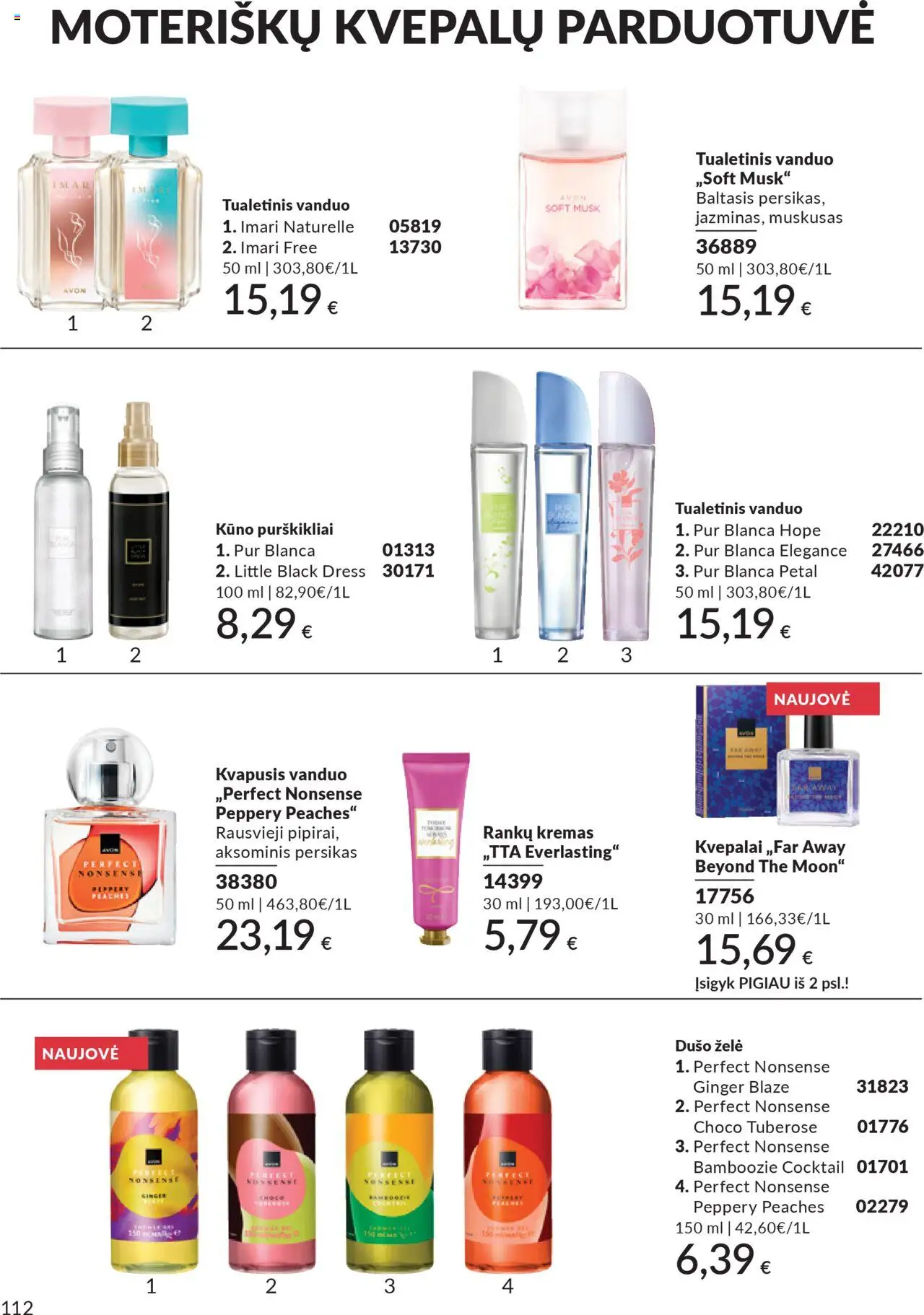 AVON akcijos nuo 01.10.2025 | Puslapis: 112 | Prekių: Kvepalai, Tualetinis vanduo, Kremas, Dušo želė
