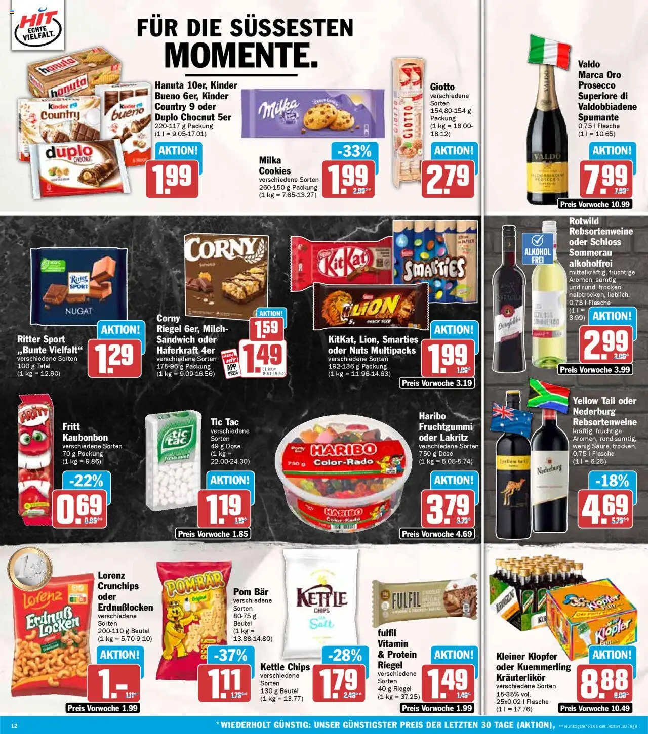 HIT - Hessen - gültig ab dem 18.08.2025 | Seite: 12 | Produkte: Haribo, Milch, Prosecco, Chips