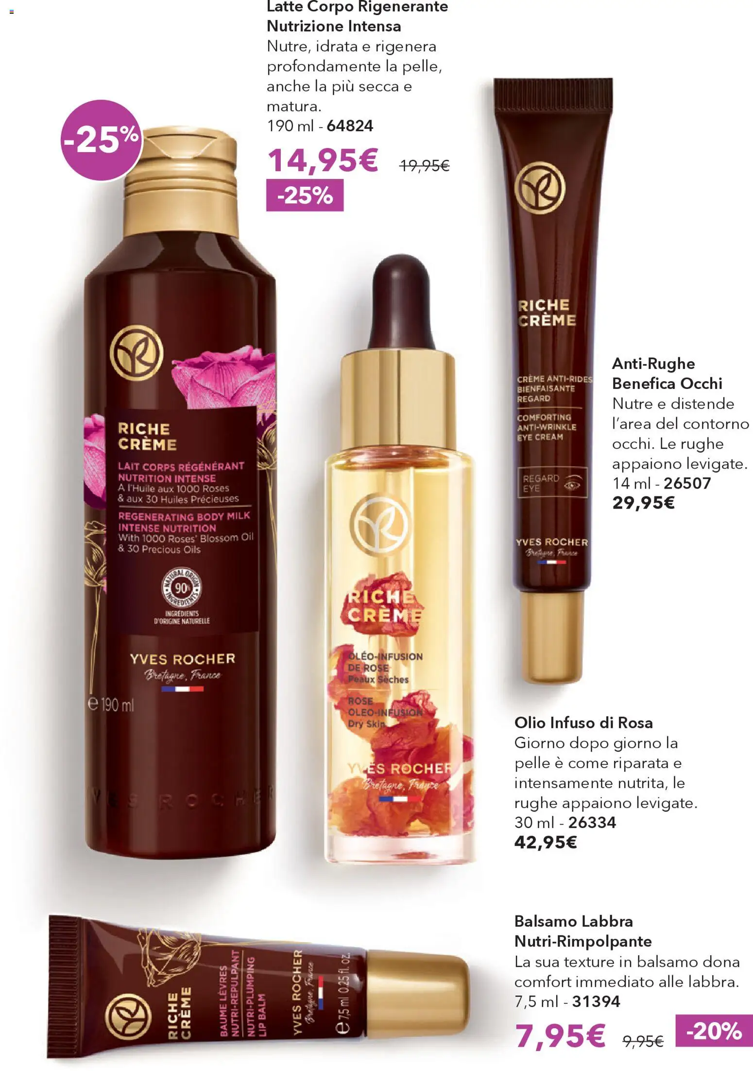 Volantino Yves Rocher del 02.04.2026 | Pagina: 32 | Prodotti: Balsamo, Latte, Olio