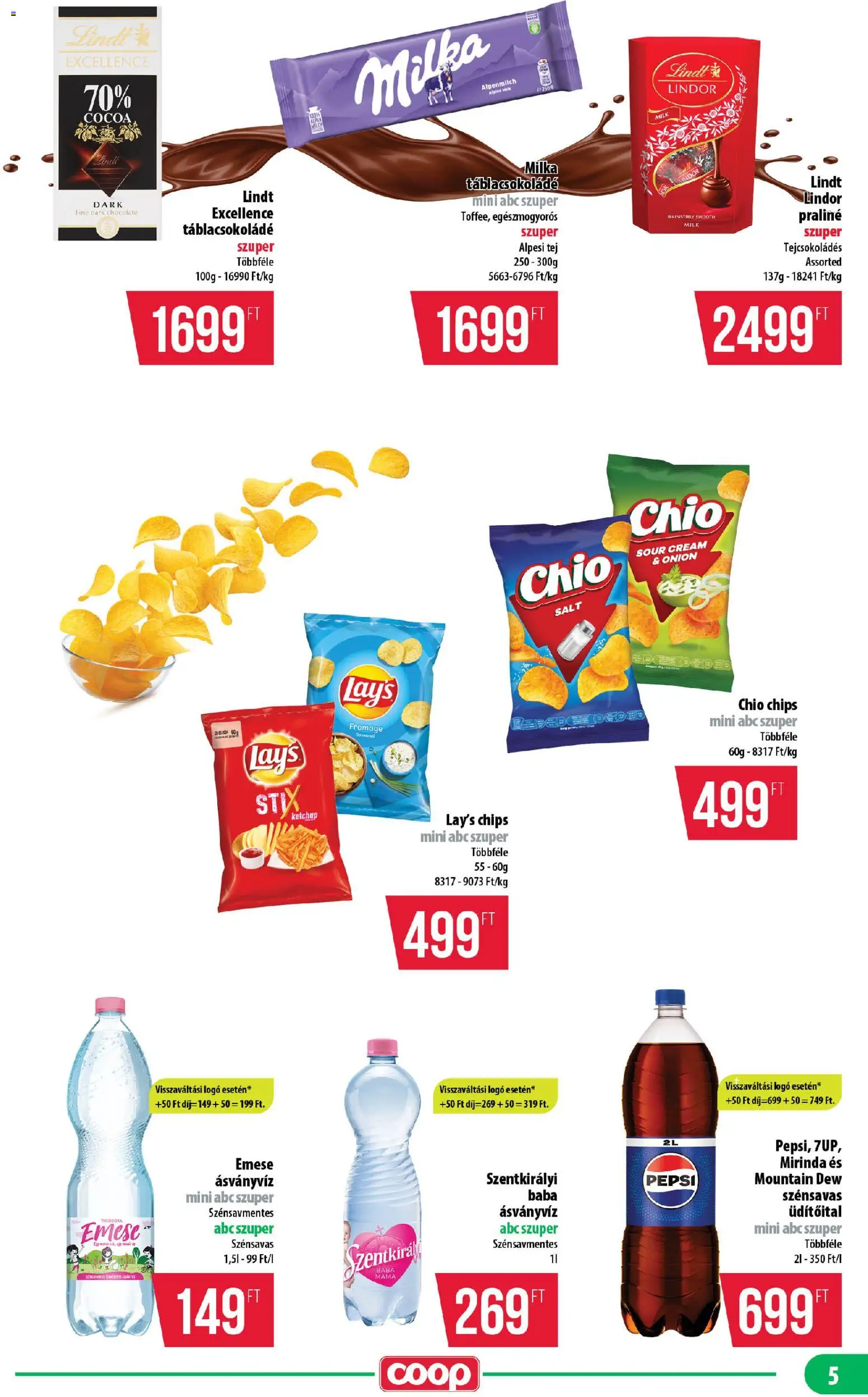 COOP akciós ujság - amely érvényes a következő dátumtól: 15.01.2026 | Oldal: 5 | Termékek: Pepsi, Tej, Ásványvíz, Ketchup