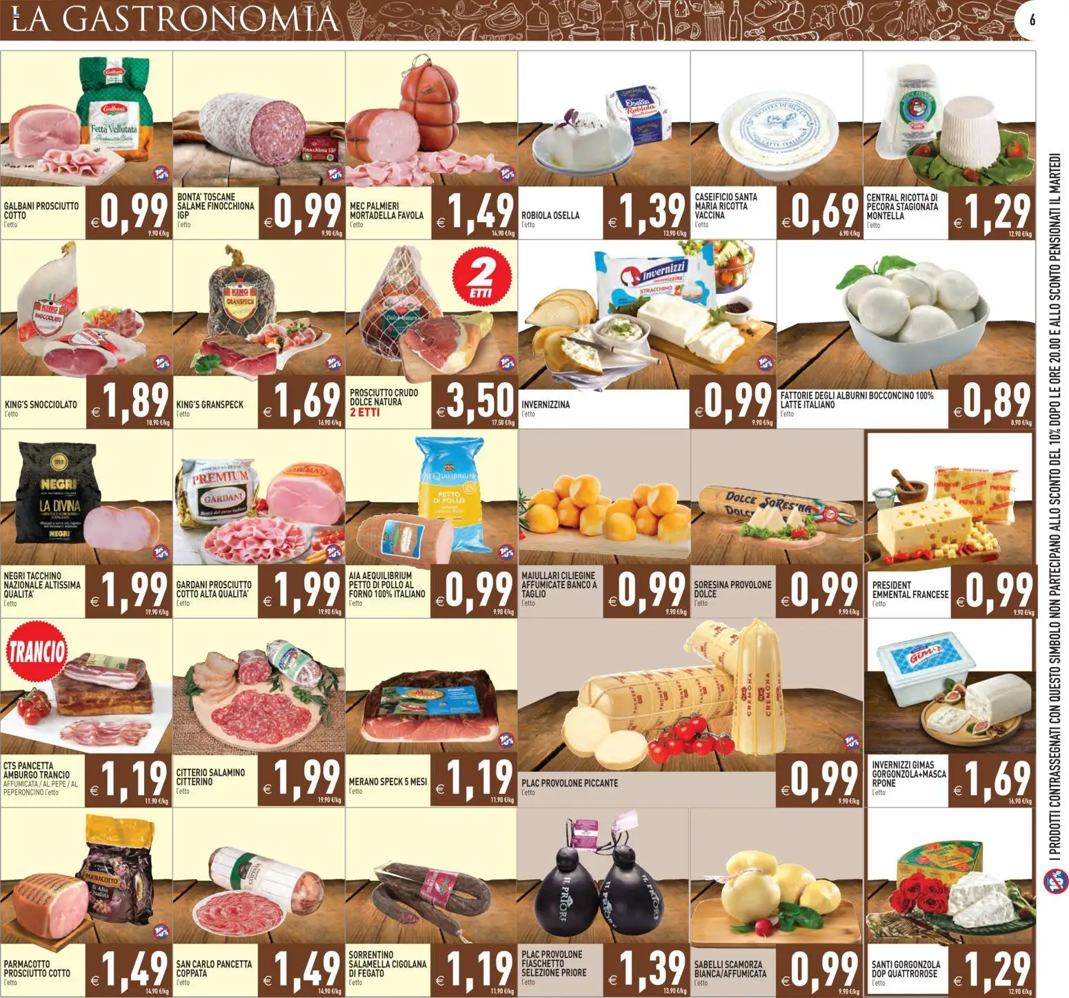 Volantino PIM Supermercati del 29.04.2026 | Pagina: 6 | Prodotti: Provolone, Prosciutto Cotto, Pollo, Pancetta