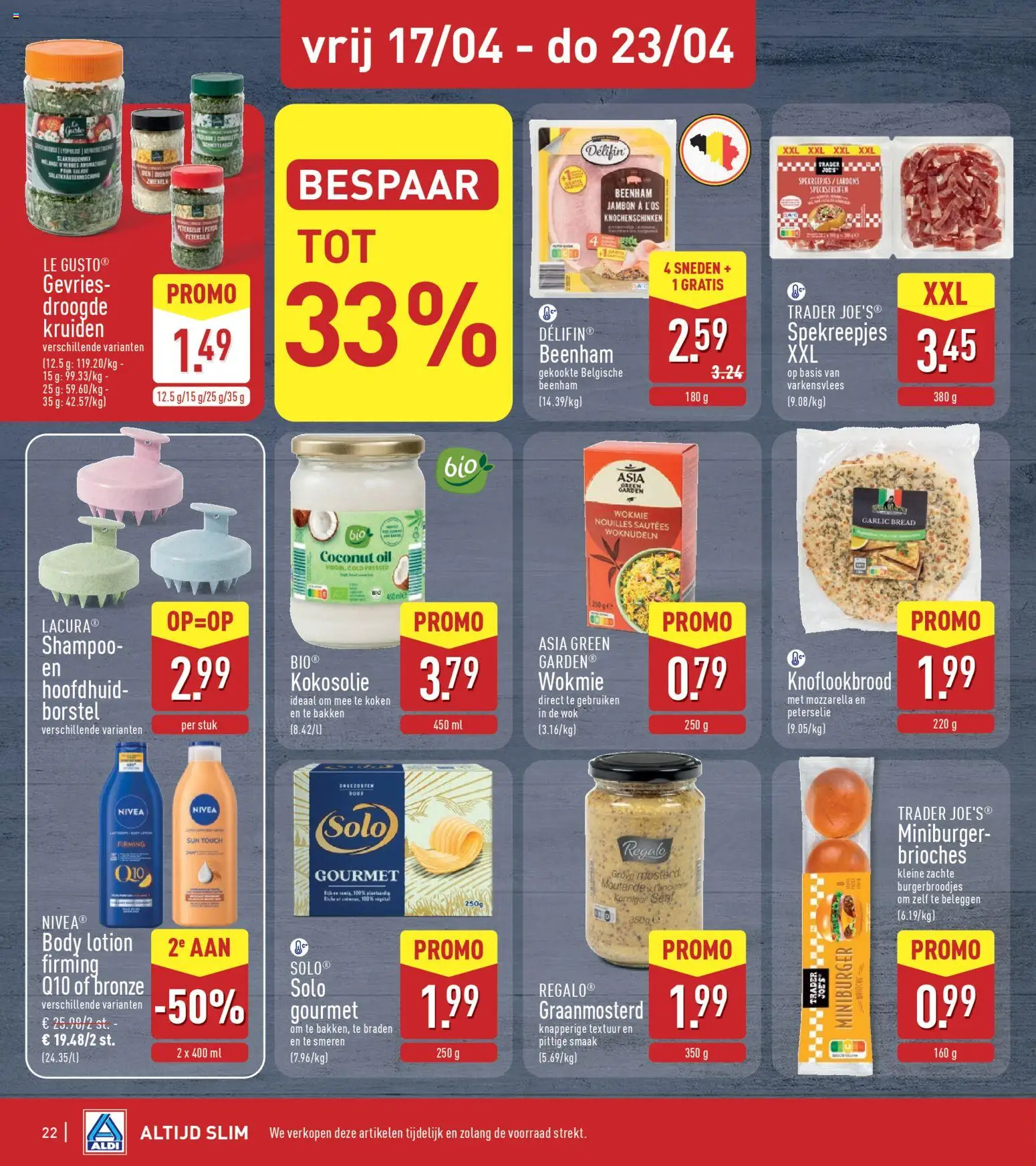 {H1} | Pagina: 22 | Producten: Varkensvlees, Salade, Borstel, Shampoo