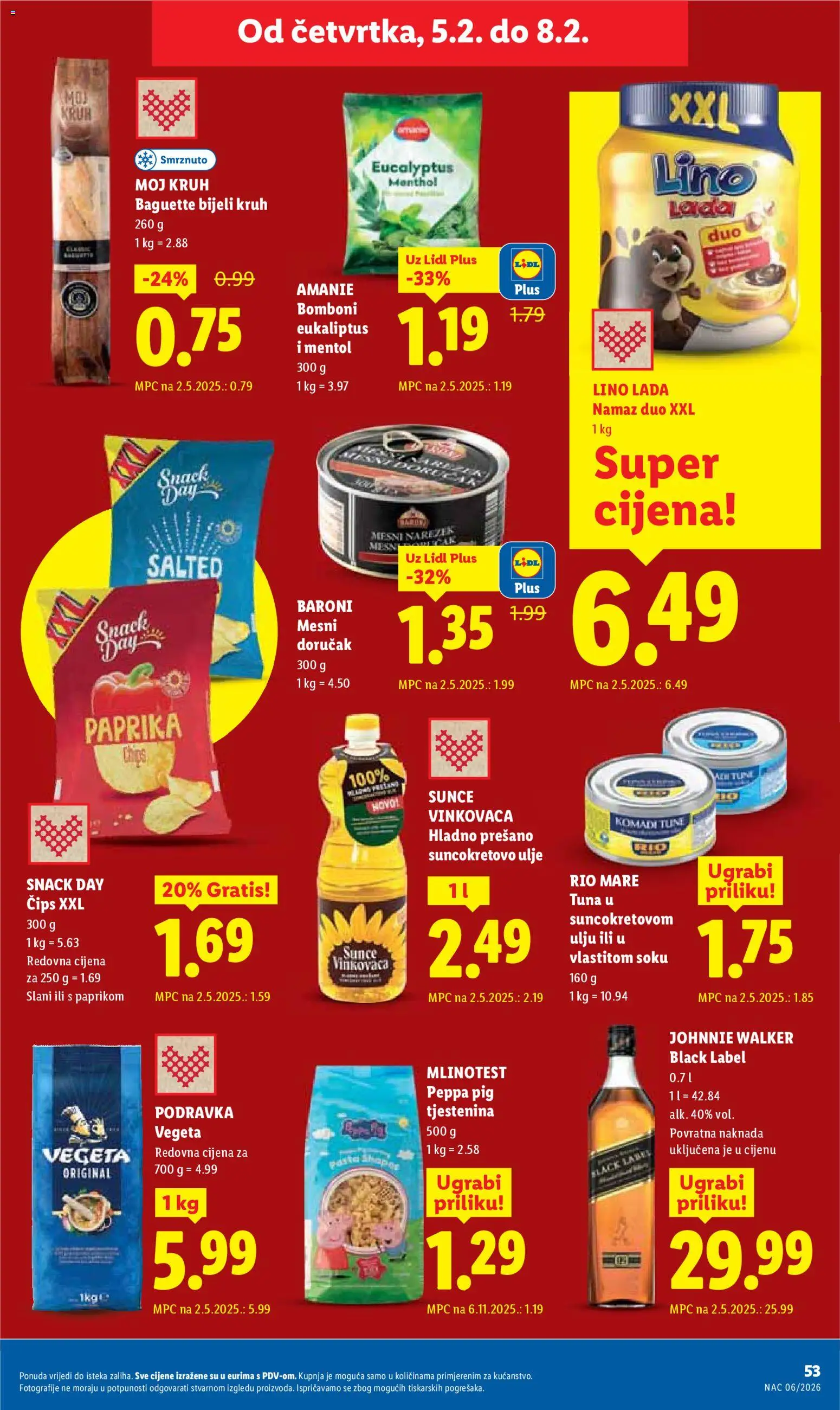 Lidl katalog | vrijedi od 02.02.2026 | Stranica: 53 | Proizvodi: Bomboni, Vegeta, Tuna, Namaz