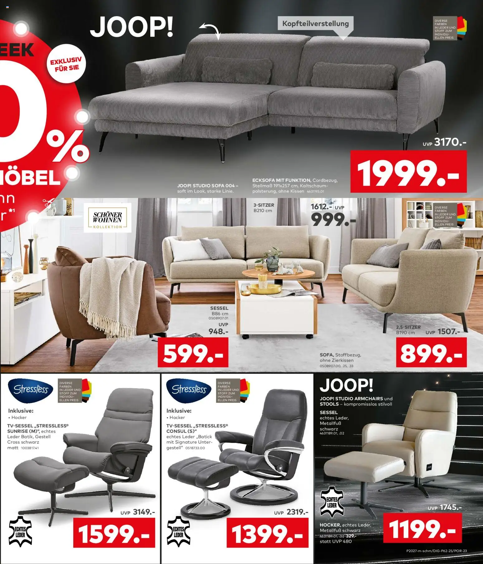 Porta! Unglaubliche Black Deals, 30% auf ALLE Möbel und verlängerte Öffnungszeiten am Black Friday! - Potsdam – gültig ab 24.11.2025 | Seite: 3 | Produkte: Ecksofa, Kissen, Sofa, Sessel