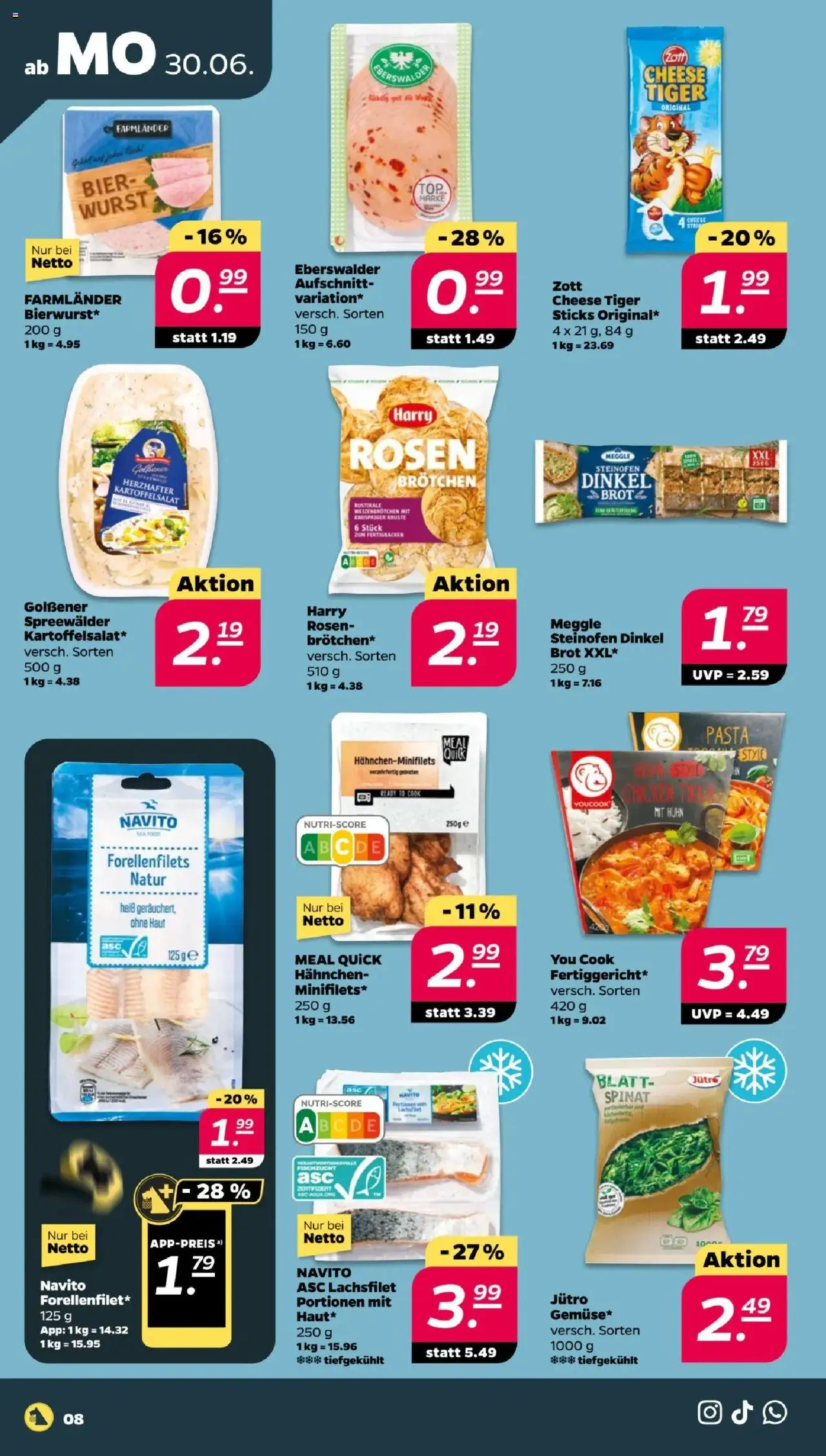 Netto Prospekt 	 - gültig ab dem 30.06.2025 | Seite: 8 | Produkte: Youcook, Bier, Wurst, Brot