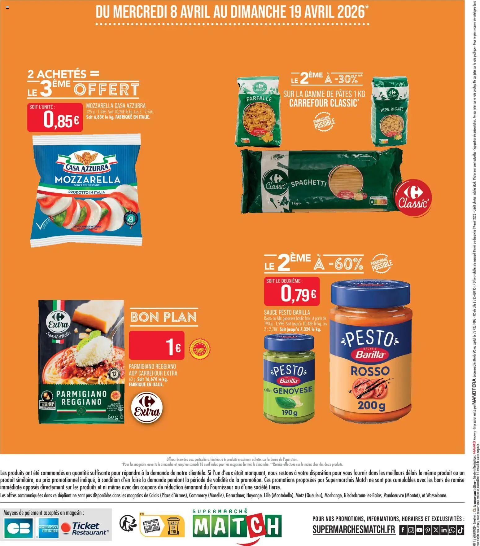 {H1} | Page: 16 | Produits: Spaghetti, Mozzarella, Pesto, Pâtes