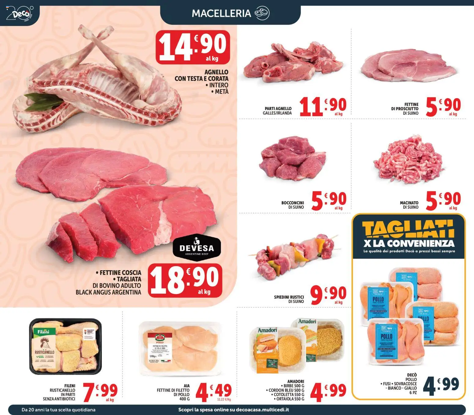 Volantino Decò del 27.03.2026 | Pagina: 14 | Prodotti: Pollo, Prosciutto, Agnello, Spiedini