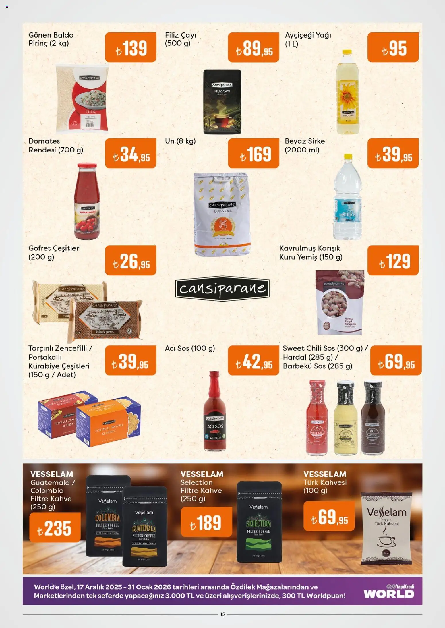 Özdilek Katalog - 15.01.2026 tarihinden itibaren geçerlidir | Sayfa: 15 | Ürünler: Sirke, Domates, Pirinç, Sos