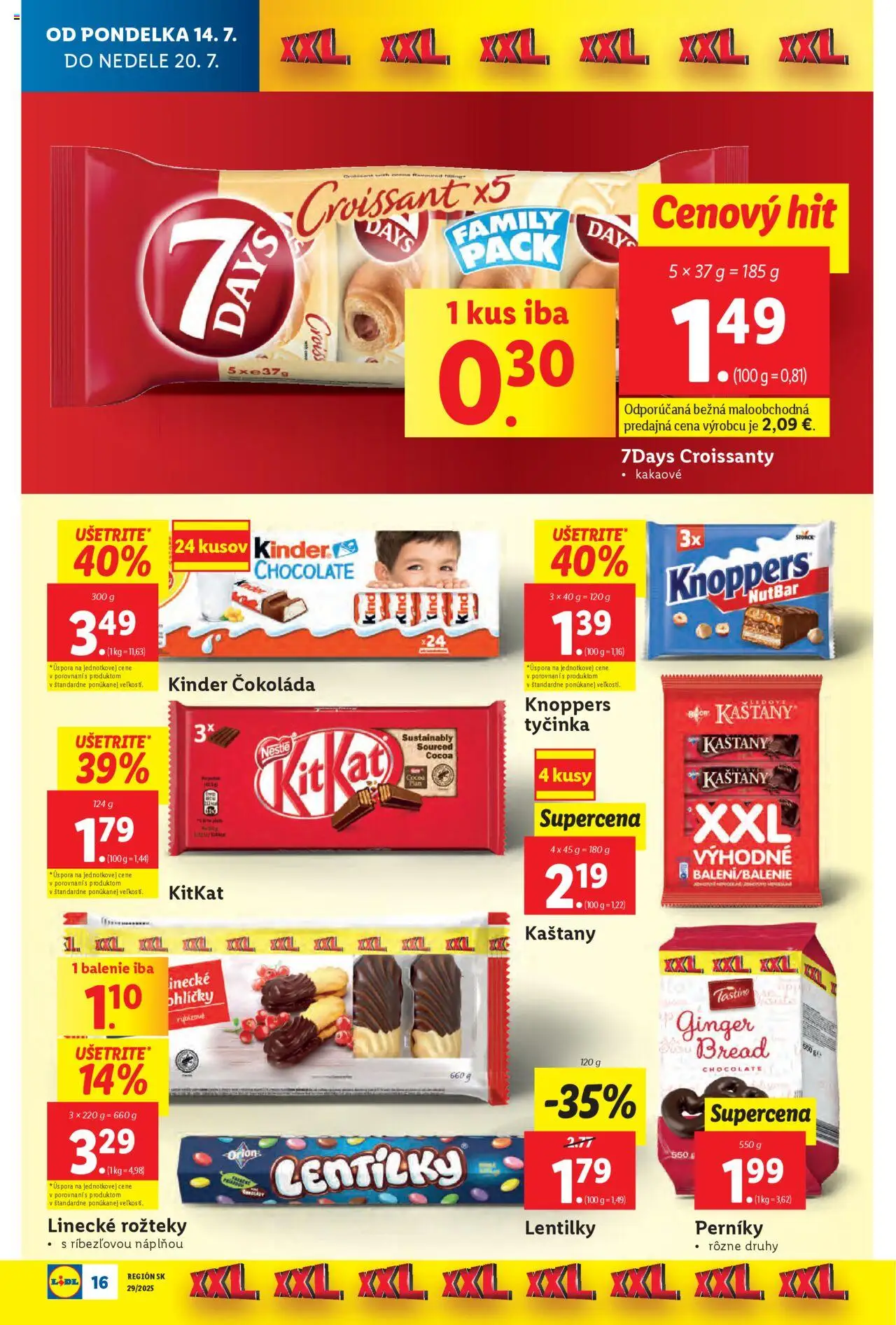 Lidl leták │ platný od 14.07.2025 | Strana: 18 | Produkty: Croissant, Kinder, Čokoláda