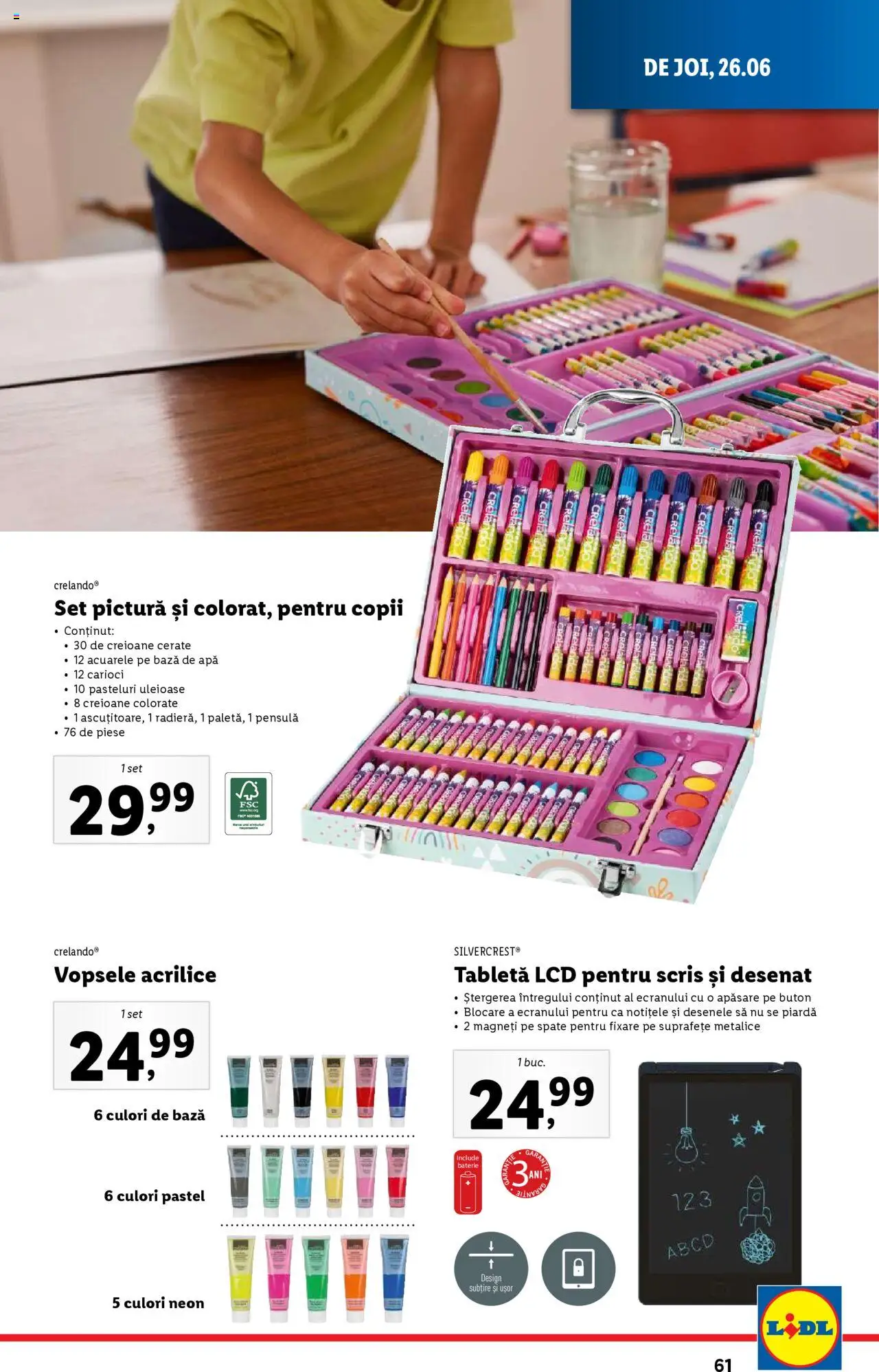 Catalog Lidl – valabil de la 23.06.2025 | Pagină: 61 | Produse: Tabletă, Baterie, Apă