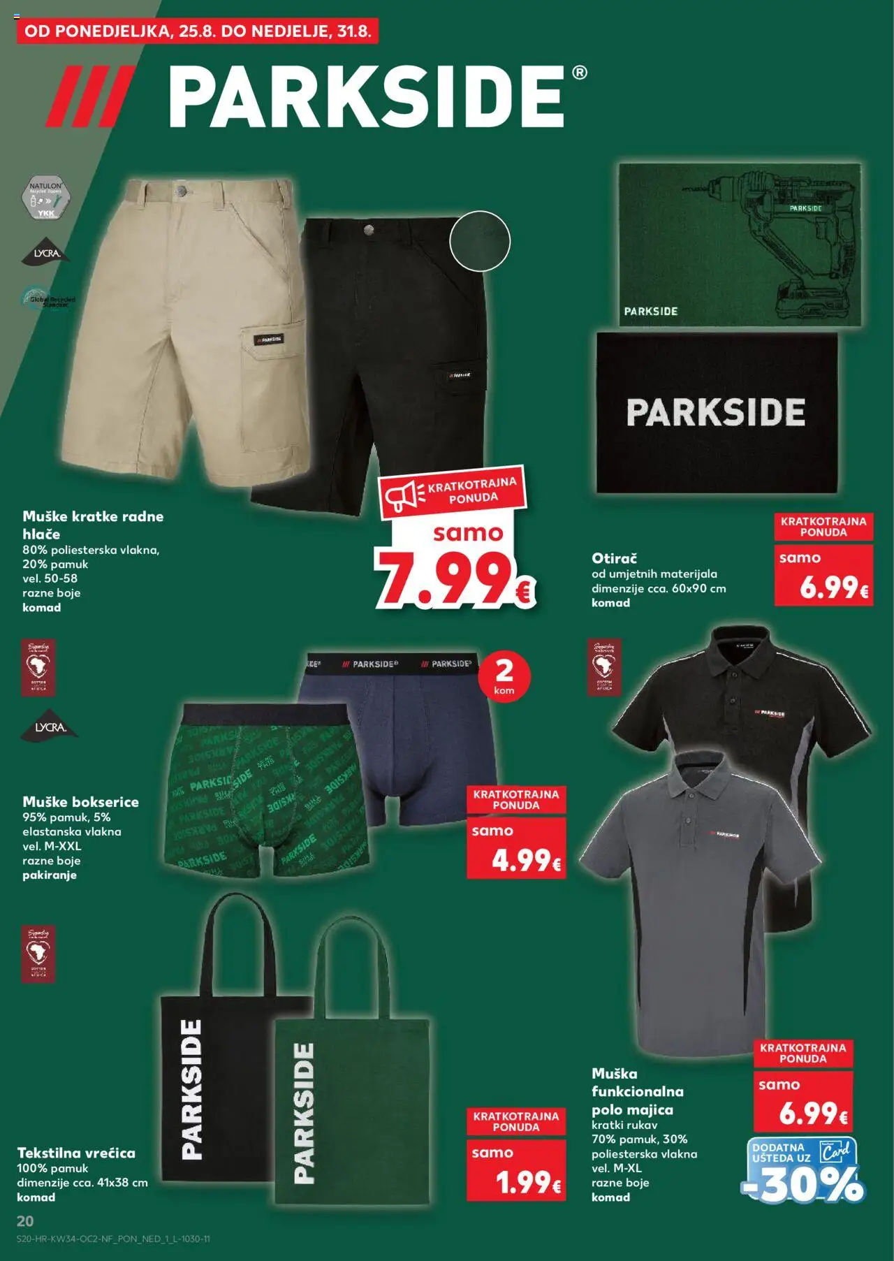 Kaufland katalog | vrijedi od 20.08.2025 | Stranica: 20 | Proizvodi: Otirač, Majica, Hlače, Bokserice