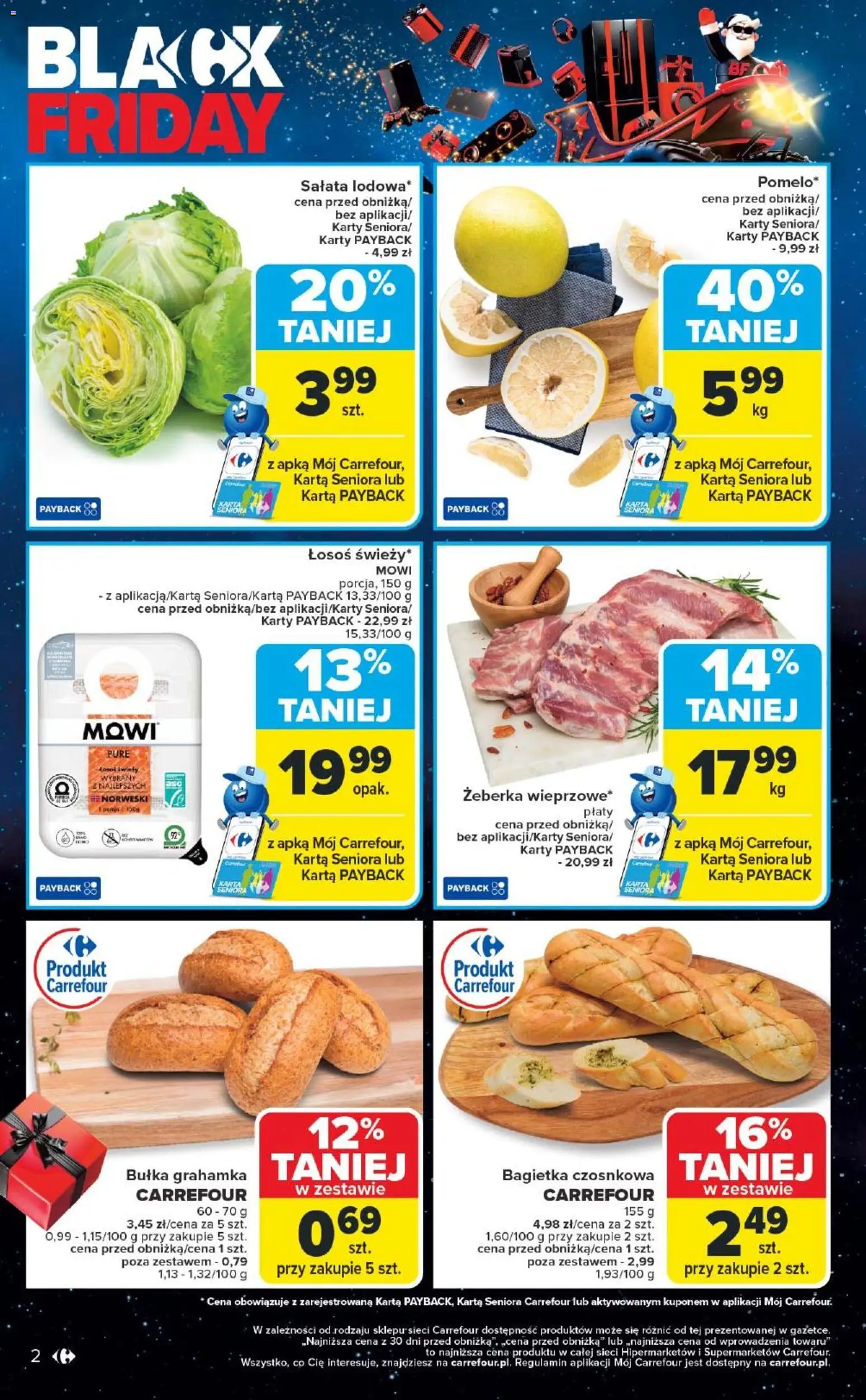 Carrefour Black Friday od 27.11.2025 | Strona: 2 | Produkty: Karta, Łosoś, Bułka, Bagietka