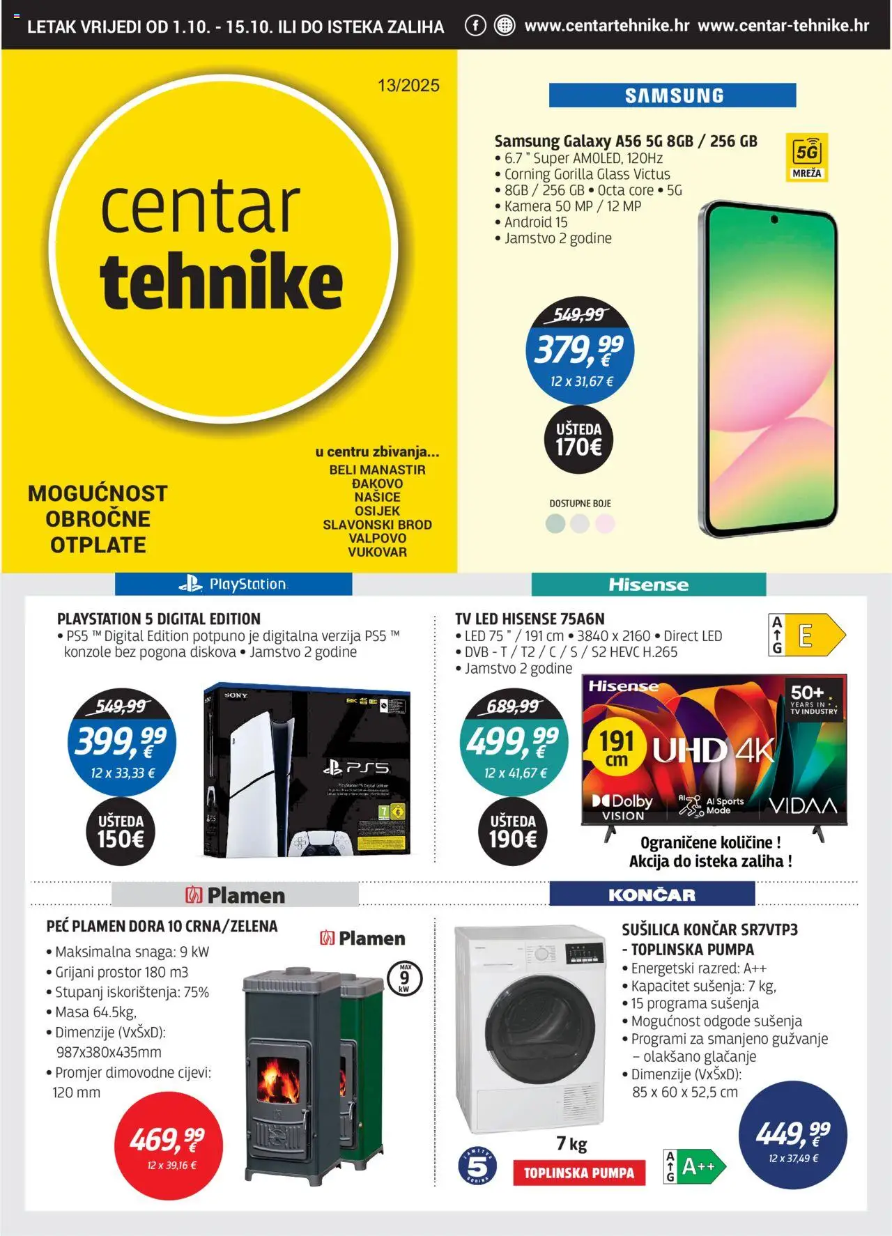 Centar Tehnike katalog | vrijedi od 01.10.2025 | Stranica: 1 | Proizvodi: Cijevi, Tv, Playstation, Sušilica