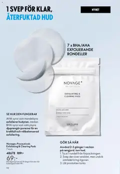 Novage+ Proceuticals Exfoliating & Clearing Pads, Exfoliating and clearing pads with AHA and BHA acids. 7 pads in the sachet. - Förhandsvisning av reklamblad från butik Oriflame aktuell från 08.10.2025 | Sida: 92