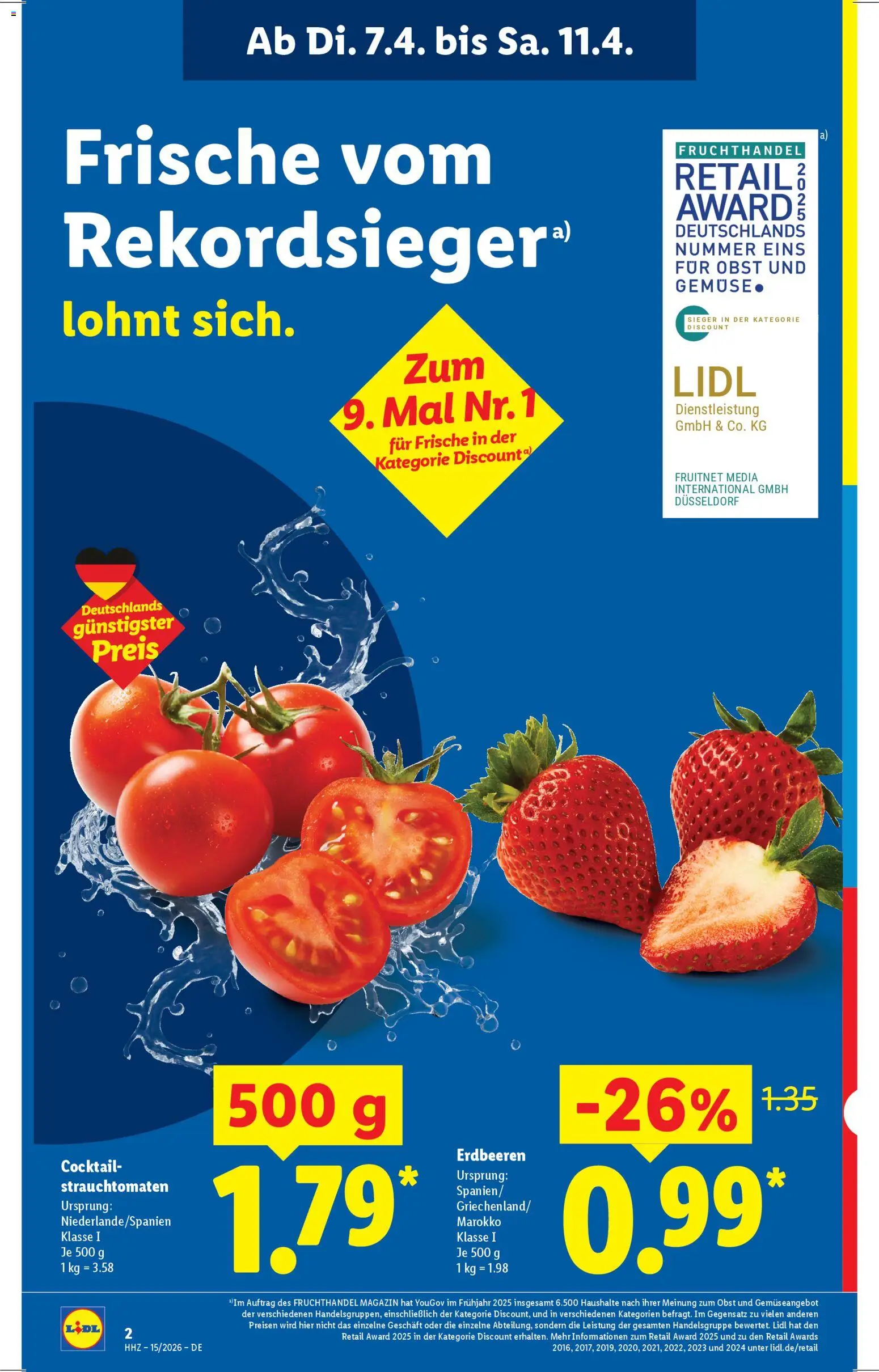 Lidl Prospekt – gültig ab 07.04.2026 | Seite: 4 | Produkte: Gemüse, Obst, Erdbeeren